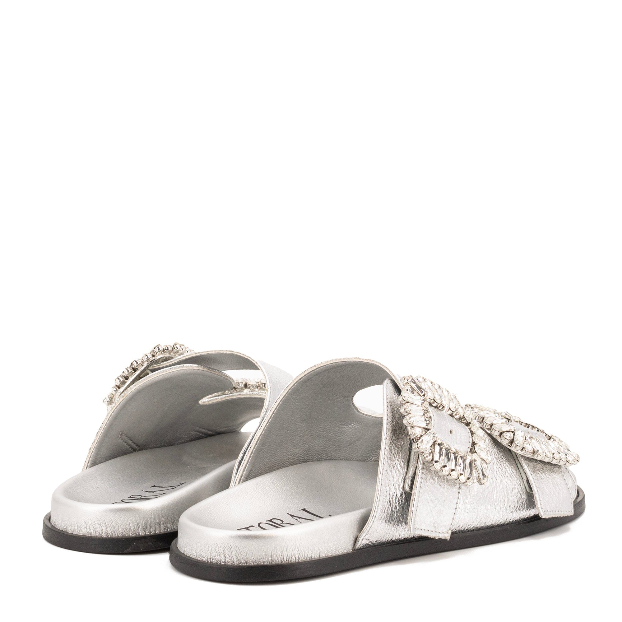 SILVER LEATHER SANDALS made by Toral