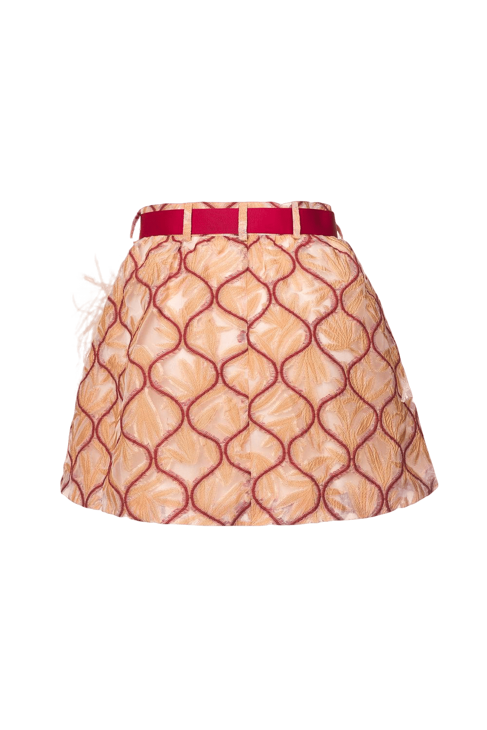 Peach Skirt With Feathers Details made by ANDREEVA