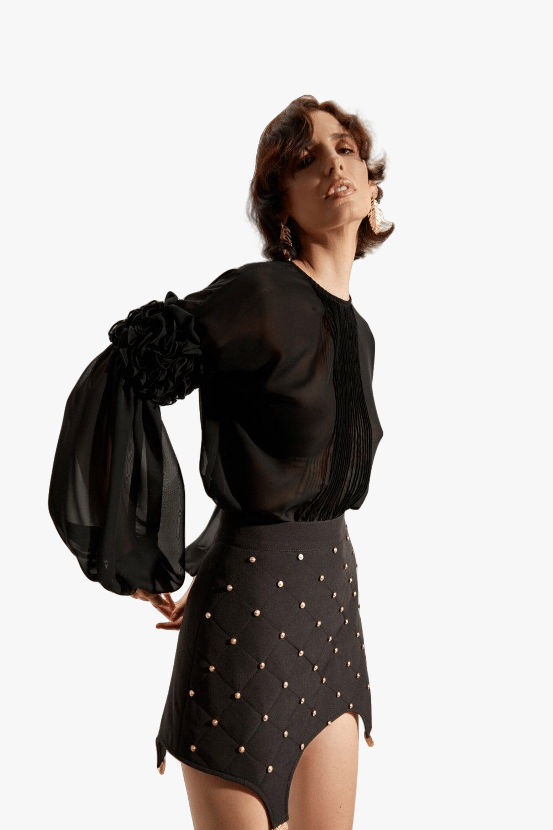 Black Ruffled Blouse made by Guranda