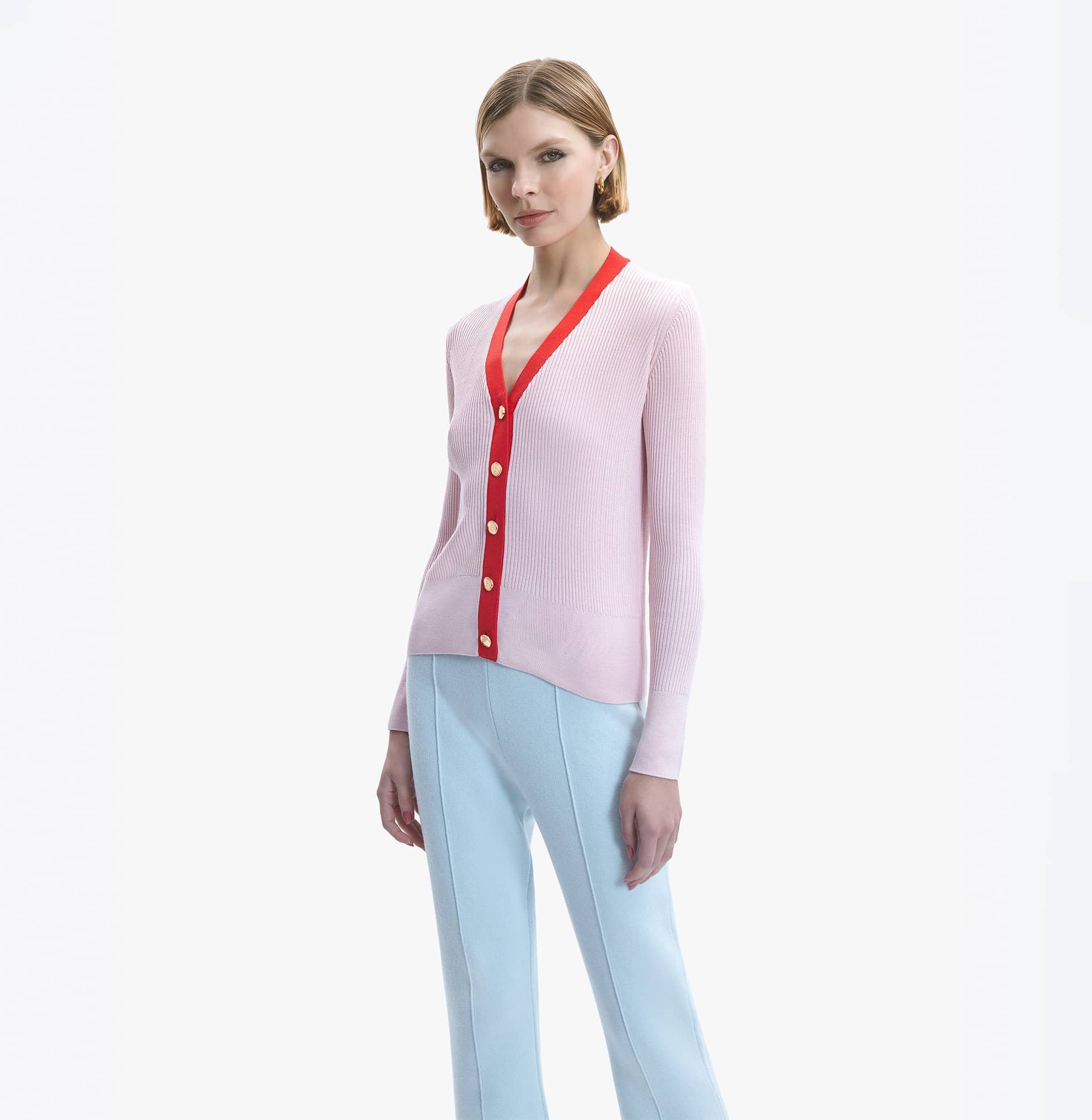 SILK AND CASHMERE CARDIGAN WITH METAL BUTTONS - CRUSH Wear in Pink made by CRUSH Collection