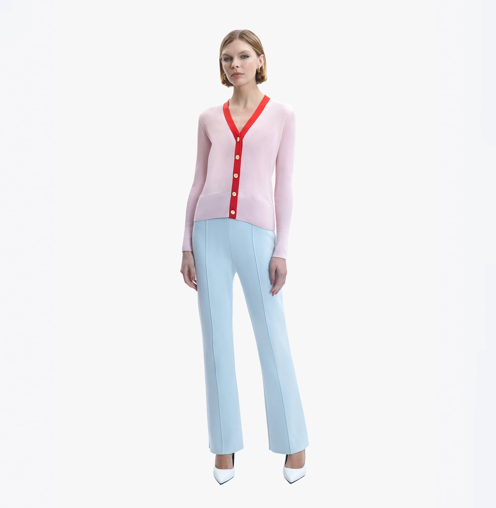 SILK AND CASHMERE CARDIGAN WITH METAL BUTTONS - CRUSH Wear in Pink made by CRUSH Collection