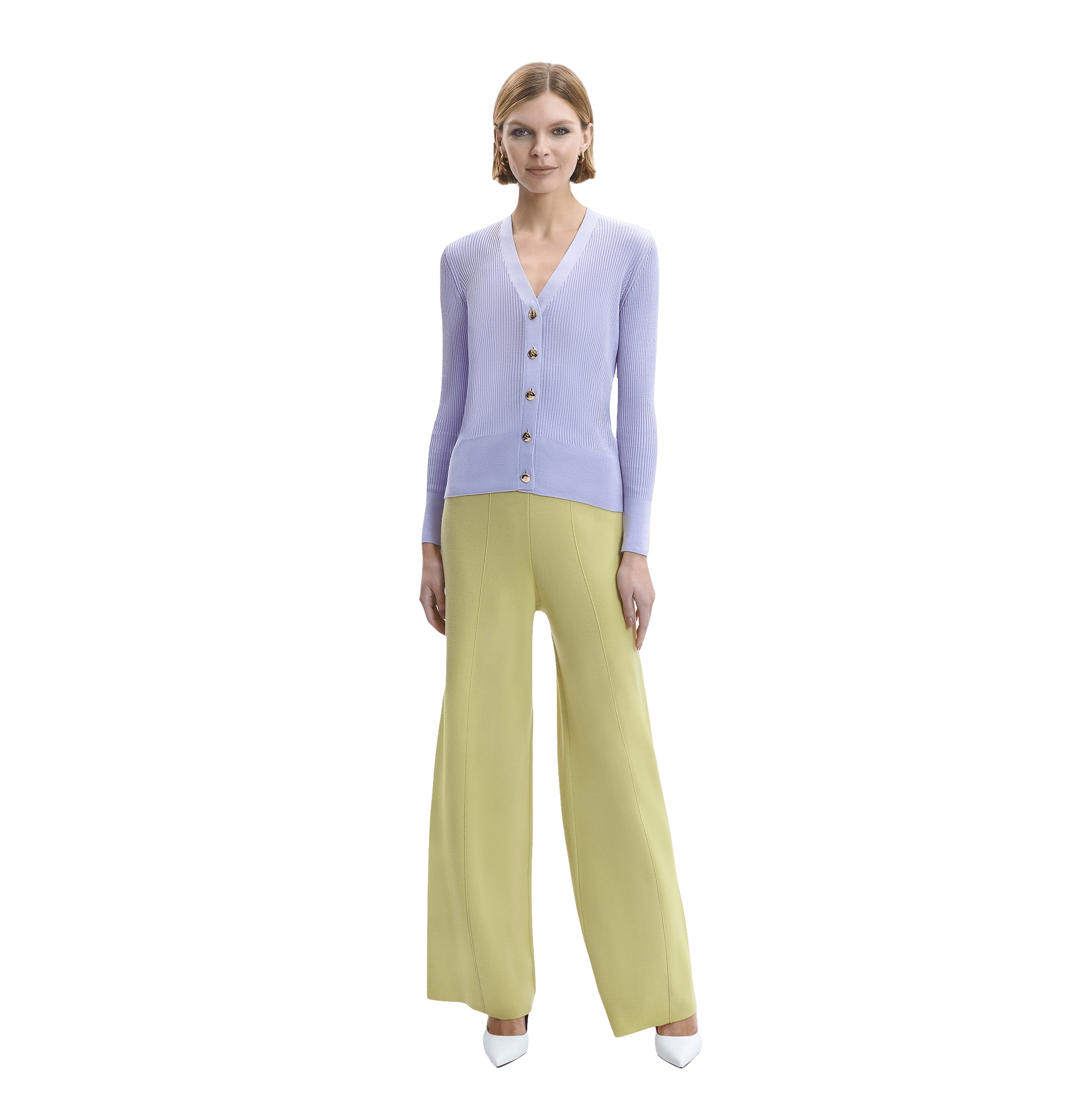 SILK AND CASHMERE CARDIGAN WITH METAL BUTTONS - CRUSH Wear in Purple made by CRUSH Collection