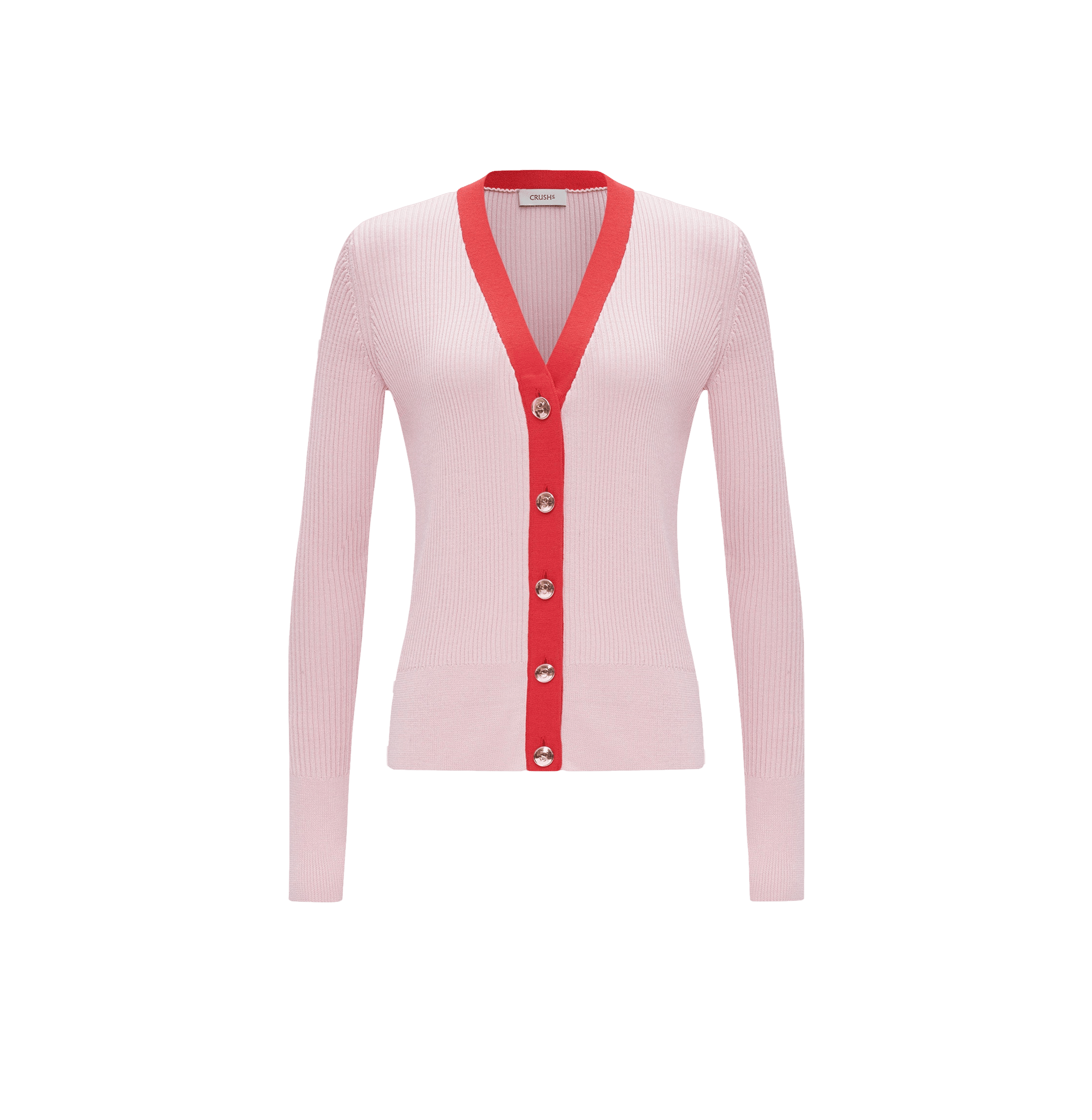 SILK AND CASHMERE CARDIGAN WITH METAL BUTTONS - CRUSH Wear in Pink made by CRUSH Collection