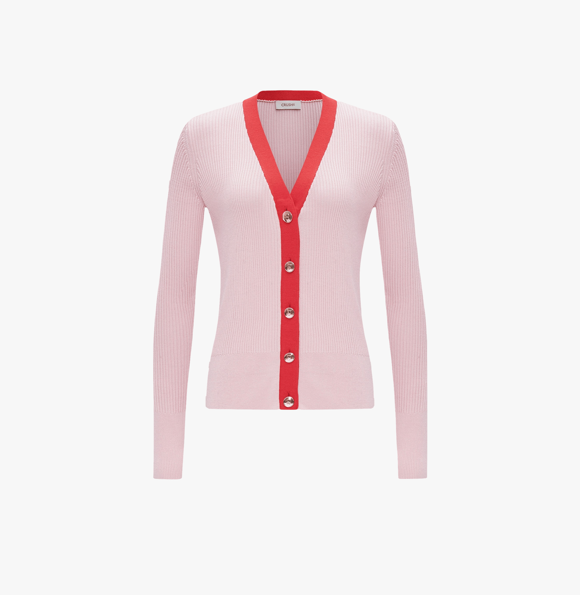 SILK AND CASHMERE CARDIGAN WITH METAL BUTTONS - CRUSH Wear in Pink made by CRUSH Collection