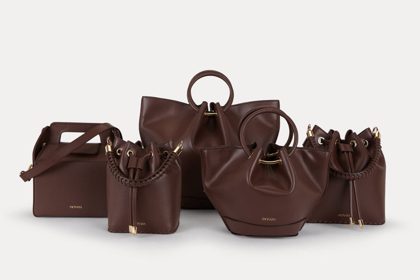 SAONARA CHOCOLATE LEATHER BUCKET made by Saonara