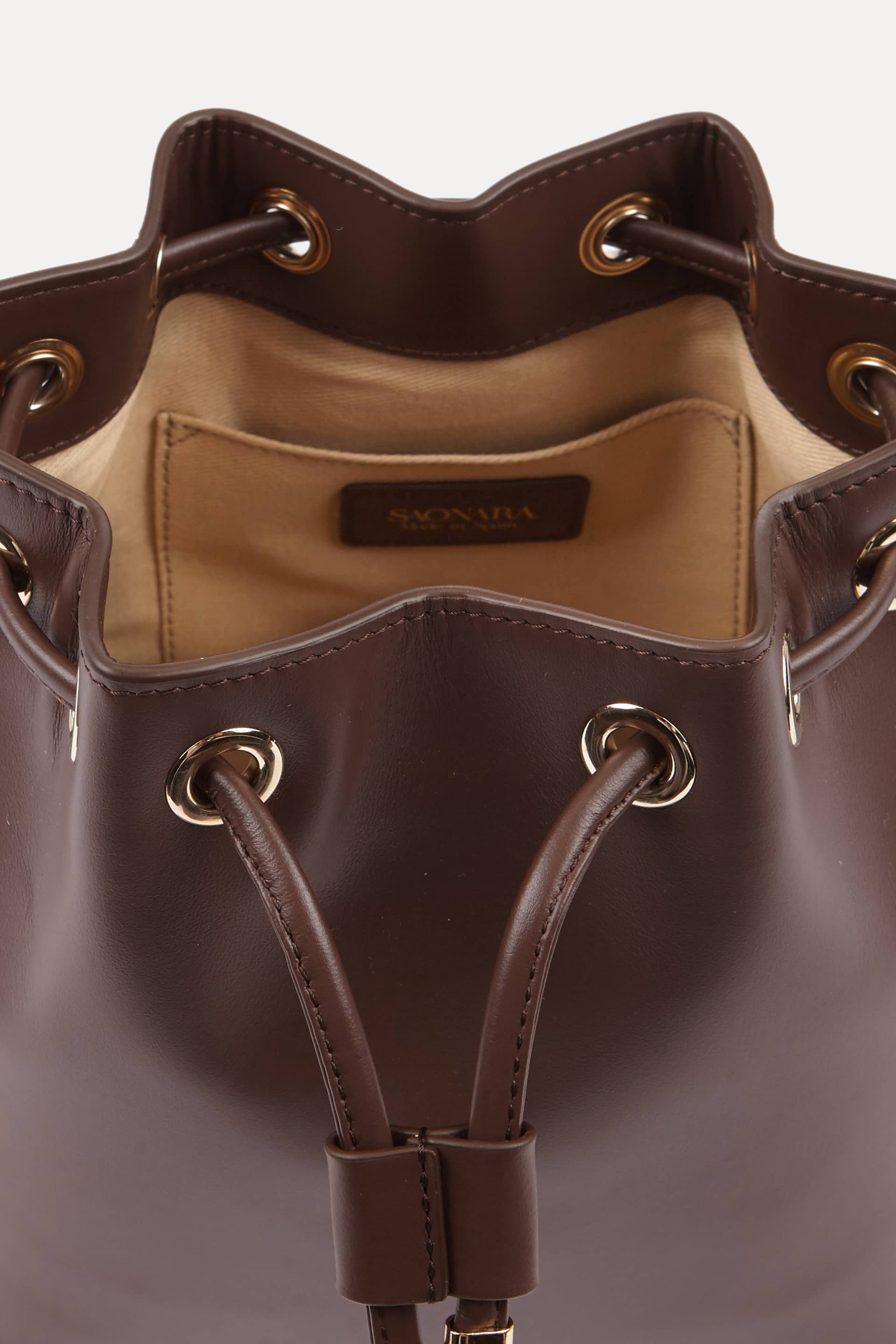 SAONARA CHOCOLATE LEATHER BUCKET made by Saonara
