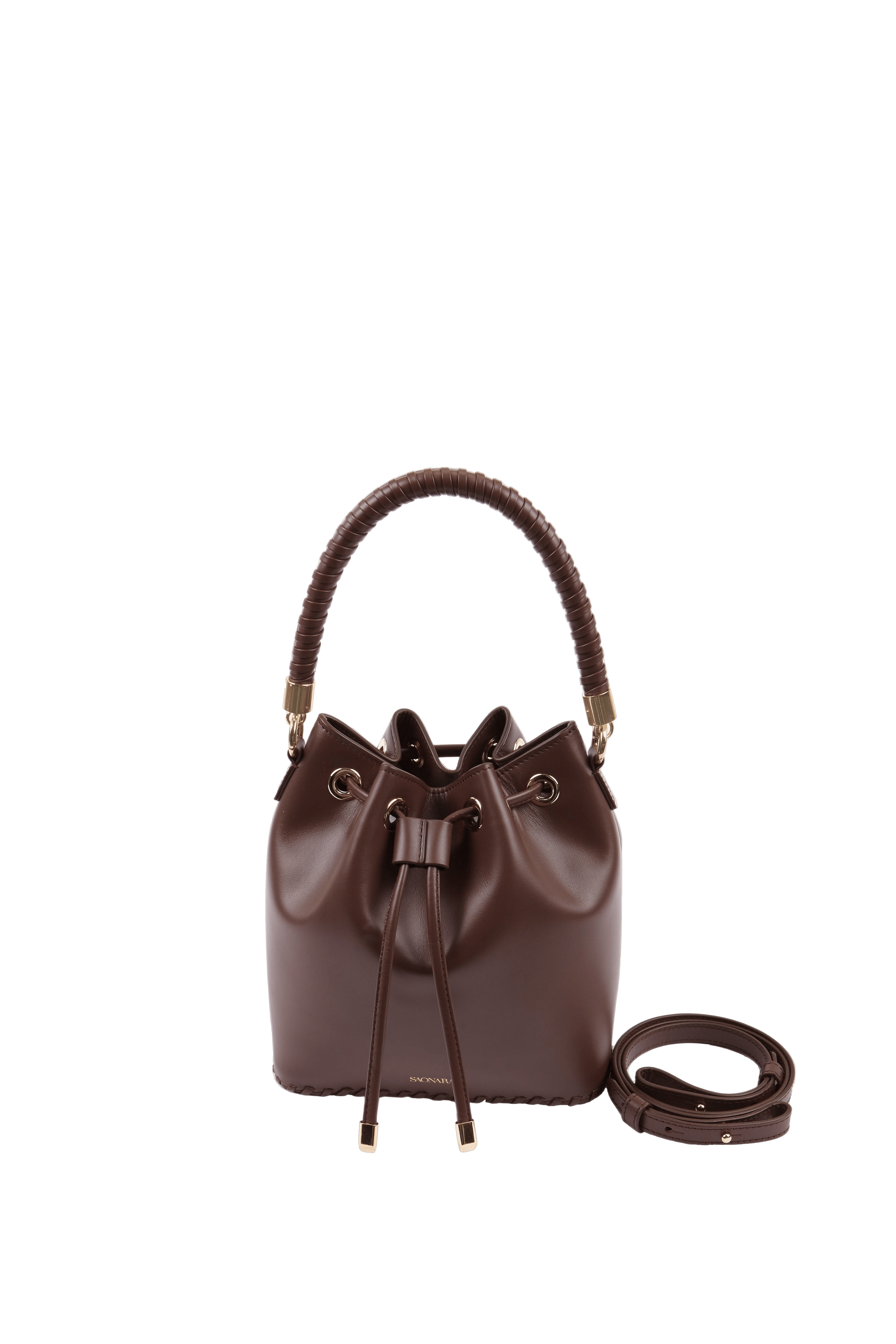 SAONARA CHOCOLATE LEATHER BUCKET made by Saonara