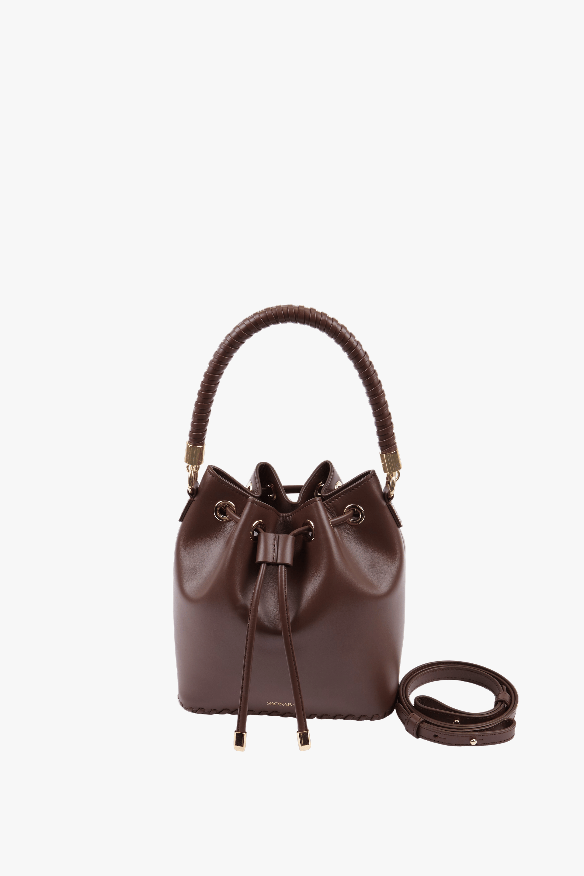 SAONARA CHOCOLATE LEATHER BUCKET made by Saonara