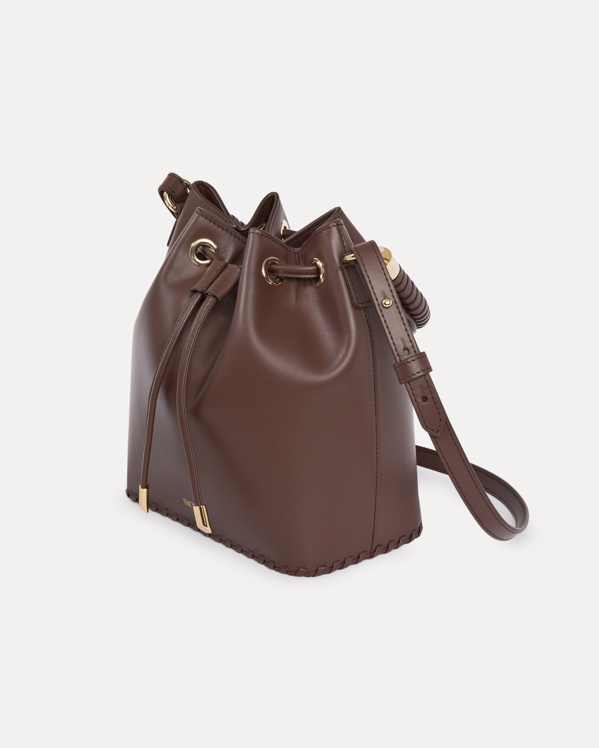 SAONARA CHOCOLATE LEATHER BUCKET made by Saonara