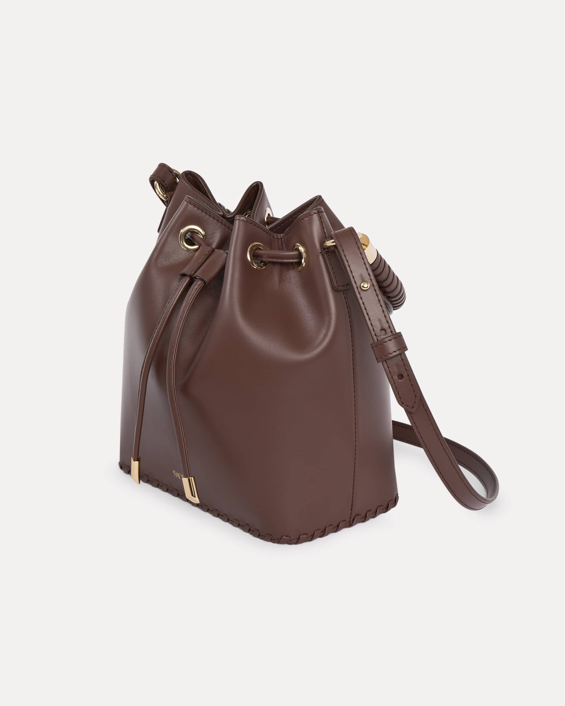 SAONARA CHOCOLATE LEATHER BUCKET made by Saonara