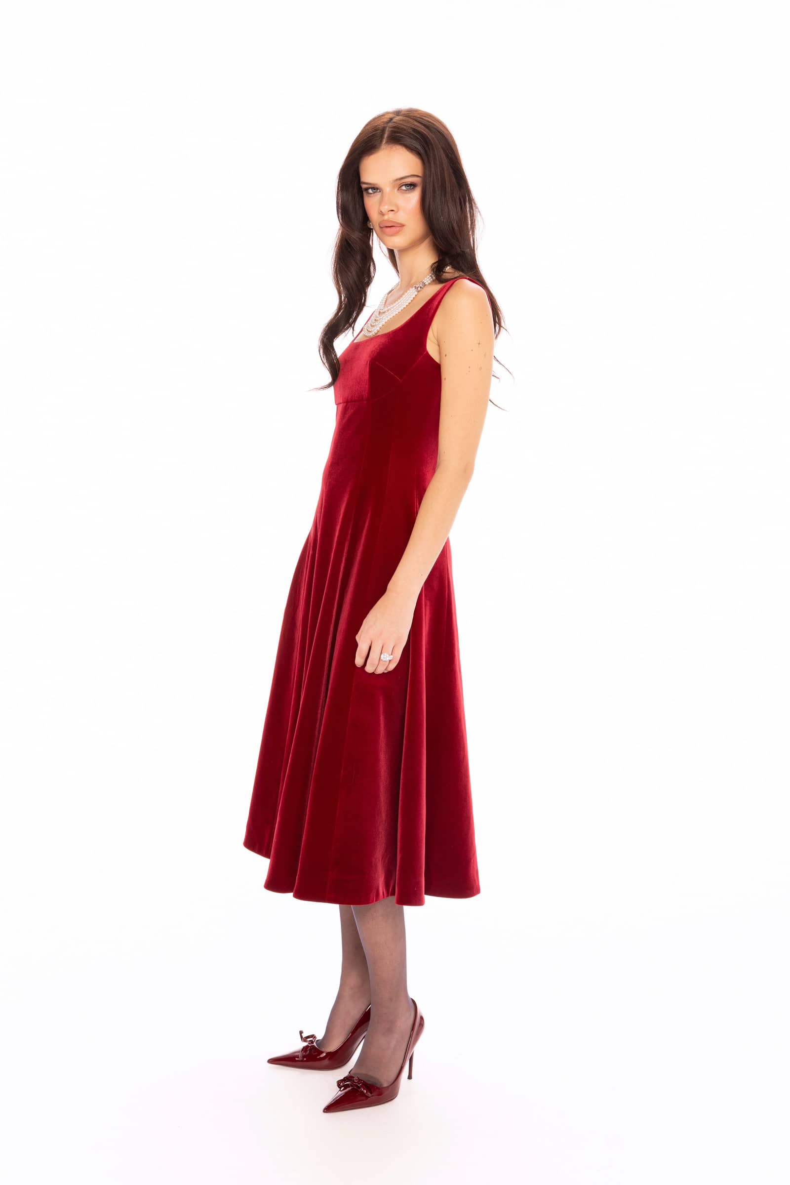 Eleanora Velvet Maxi Dress (Red) made by Nana Jacqueline