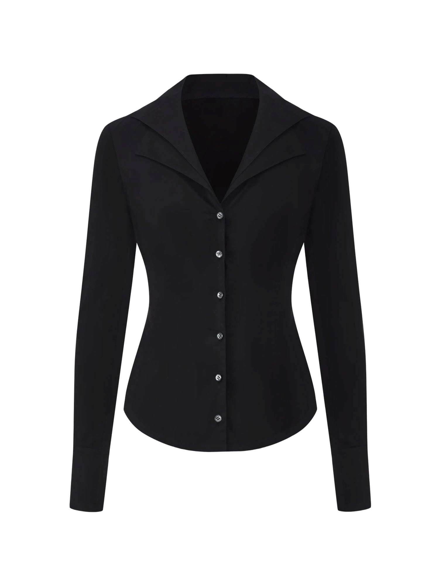 Georgina Tailored Long Sleeve Black Button-Down Shirt made by Nana Jacqueline