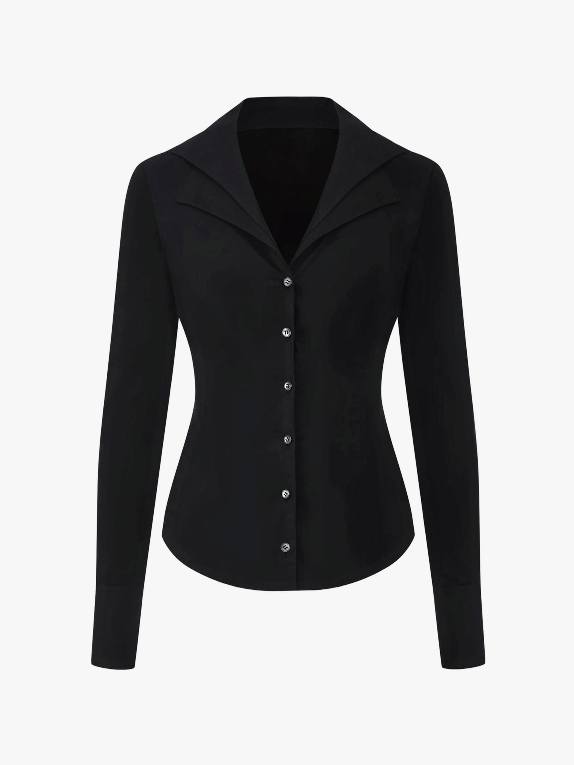 Georgina Tailored Long Sleeve Black Button-Down Shirt made by Nana Jacqueline