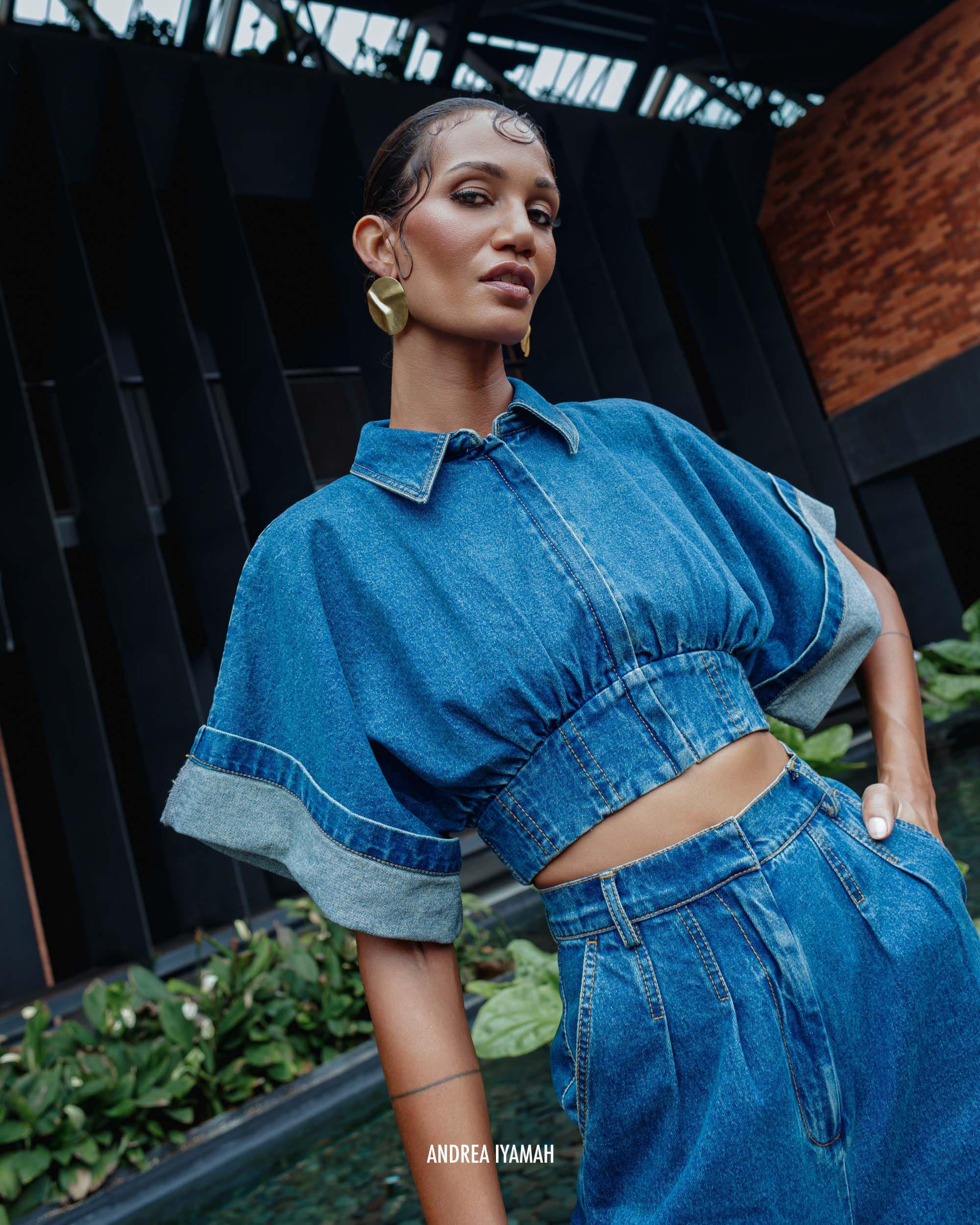 ALU CROP TOP - DENIM made by Andrea Iyamah