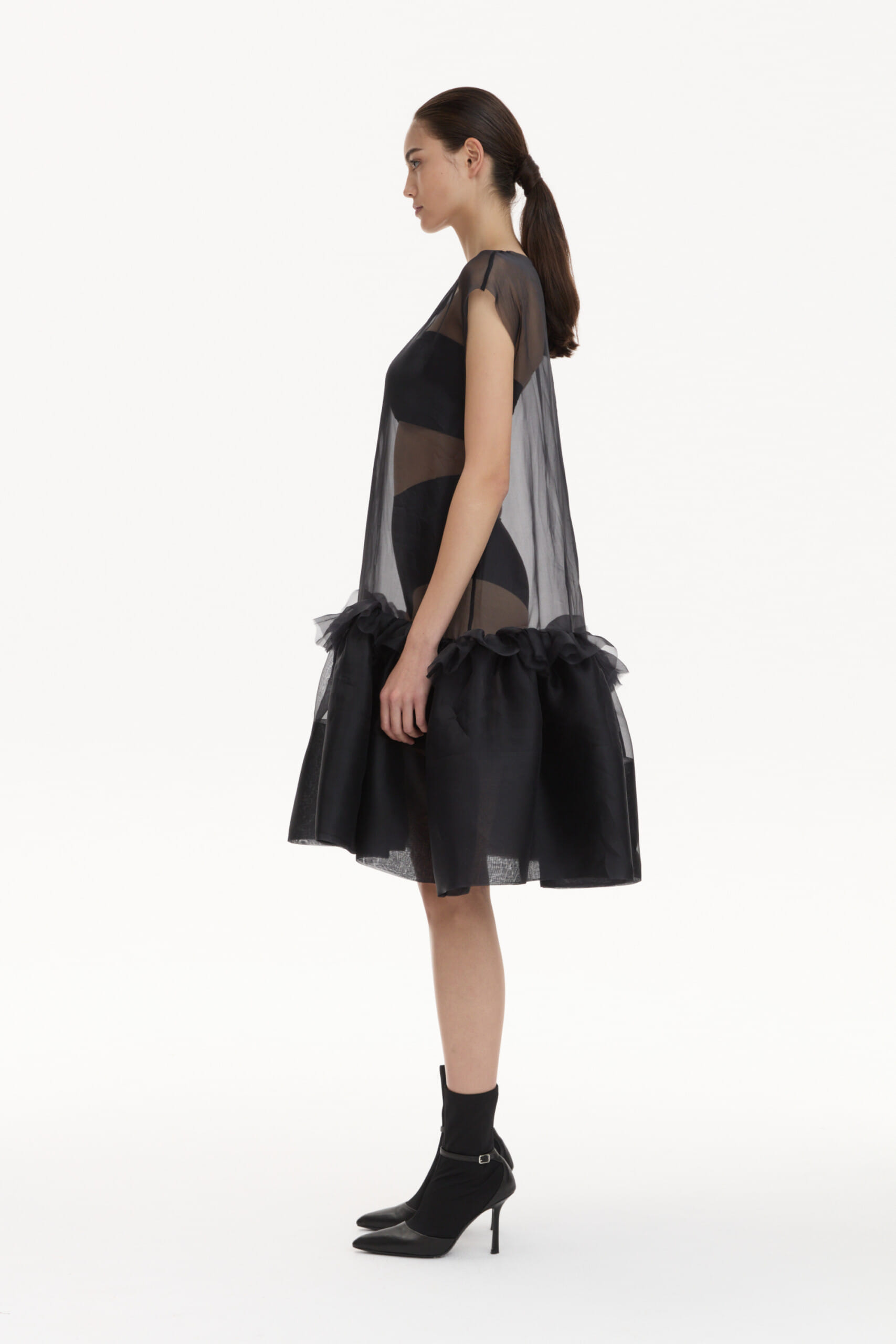 Midi Silk Dress With Ruffles made by YAVORSKA