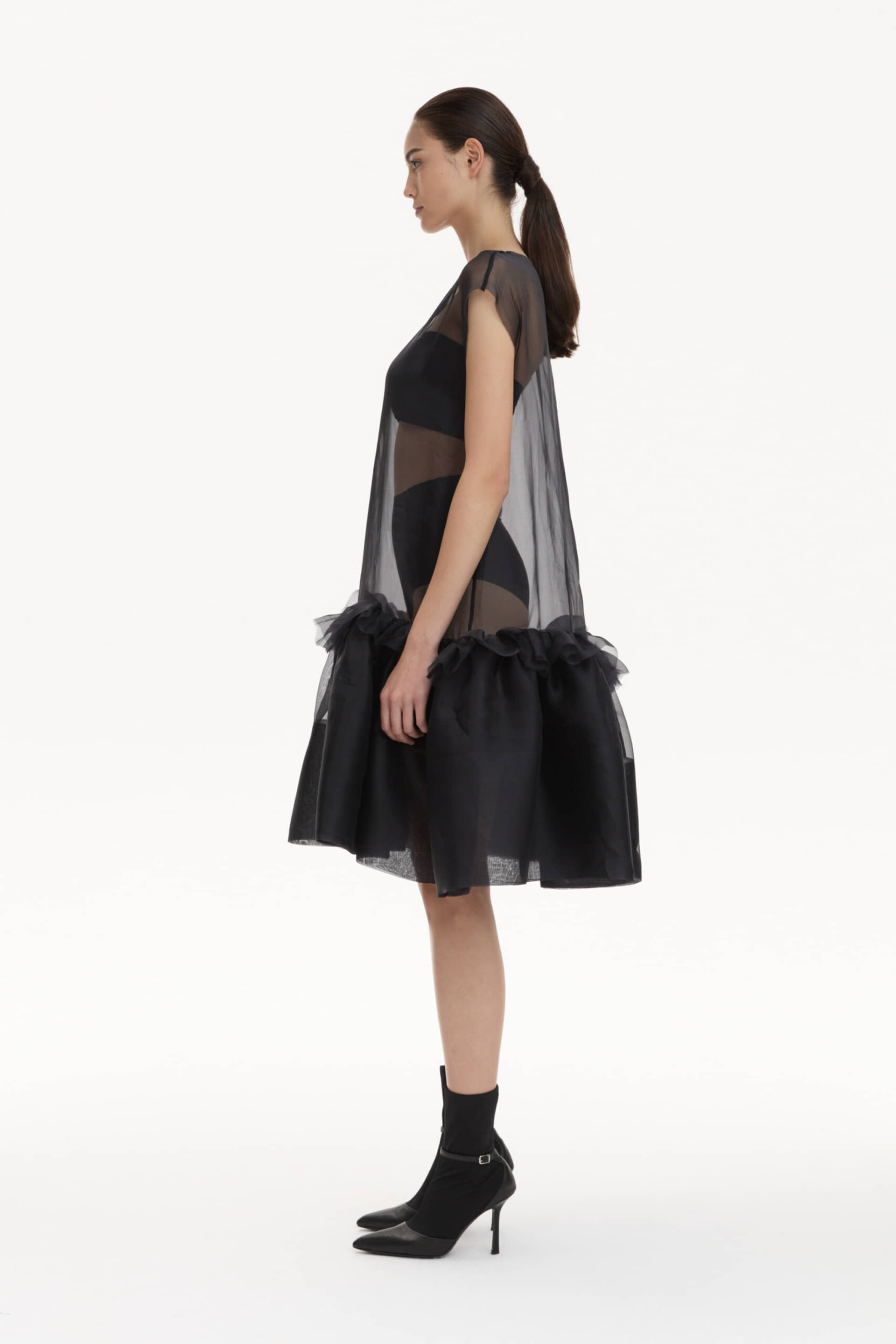 Midi Silk Dress With Ruffles made by YAVORSKA