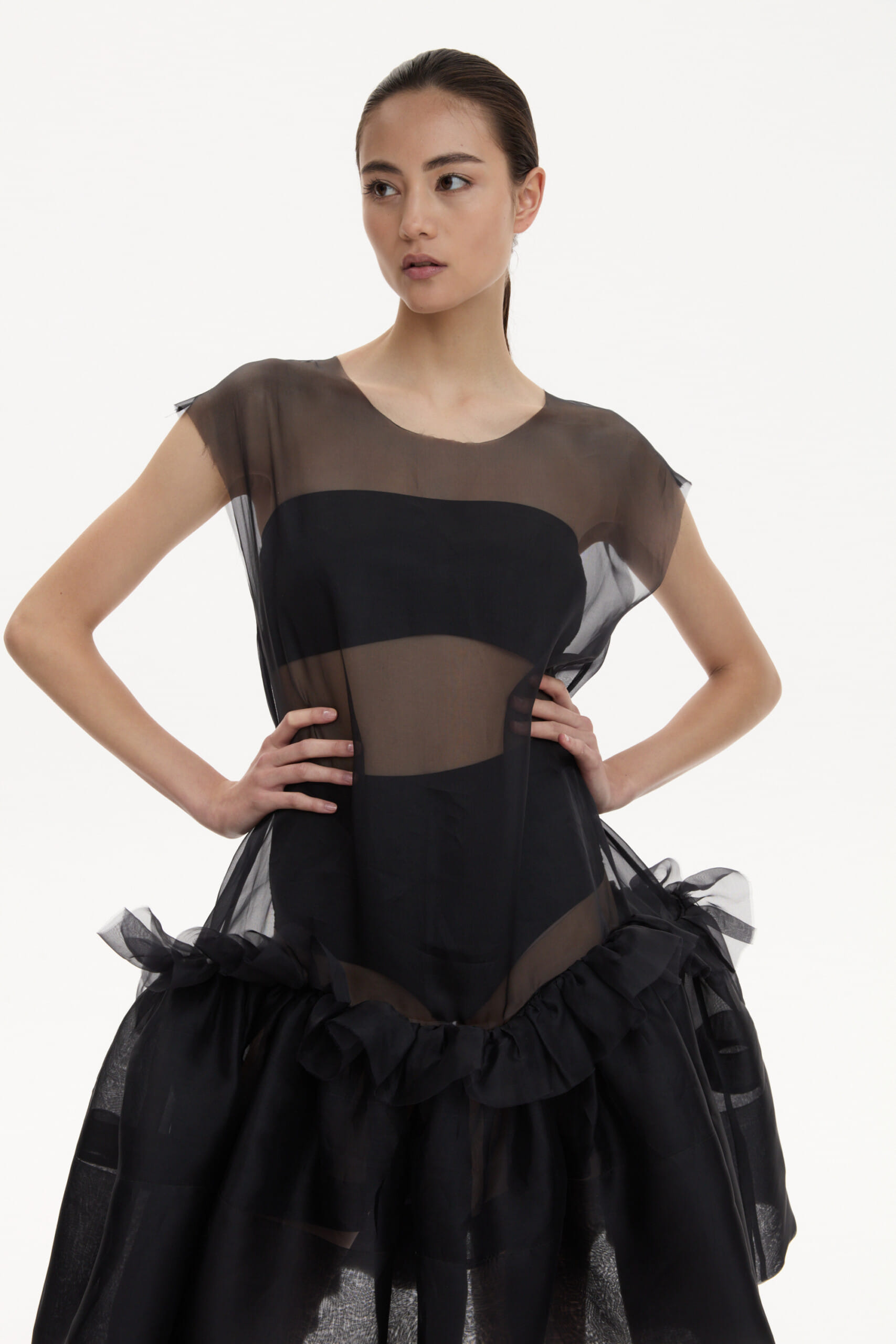 Midi Silk Dress With Ruffles made by YAVORSKA