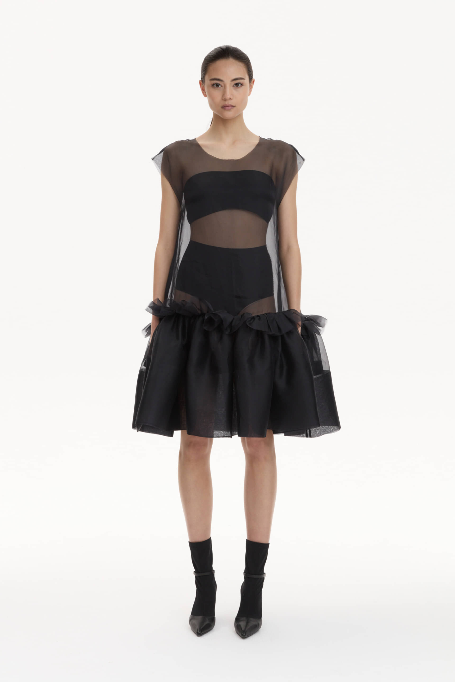 Midi Silk Dress With Ruffles made by YAVORSKA