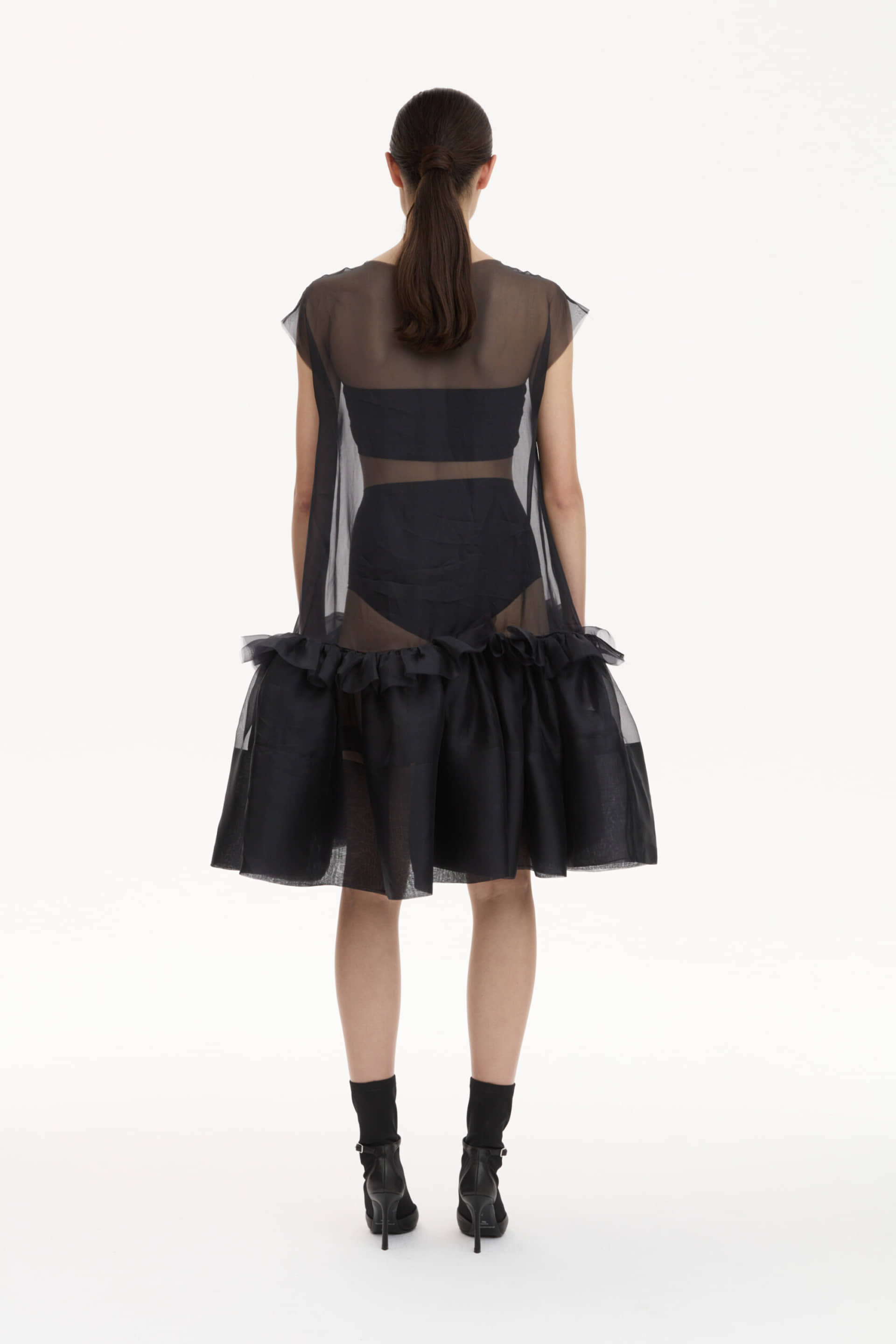 Midi Silk Dress With Ruffles made by YAVORSKA