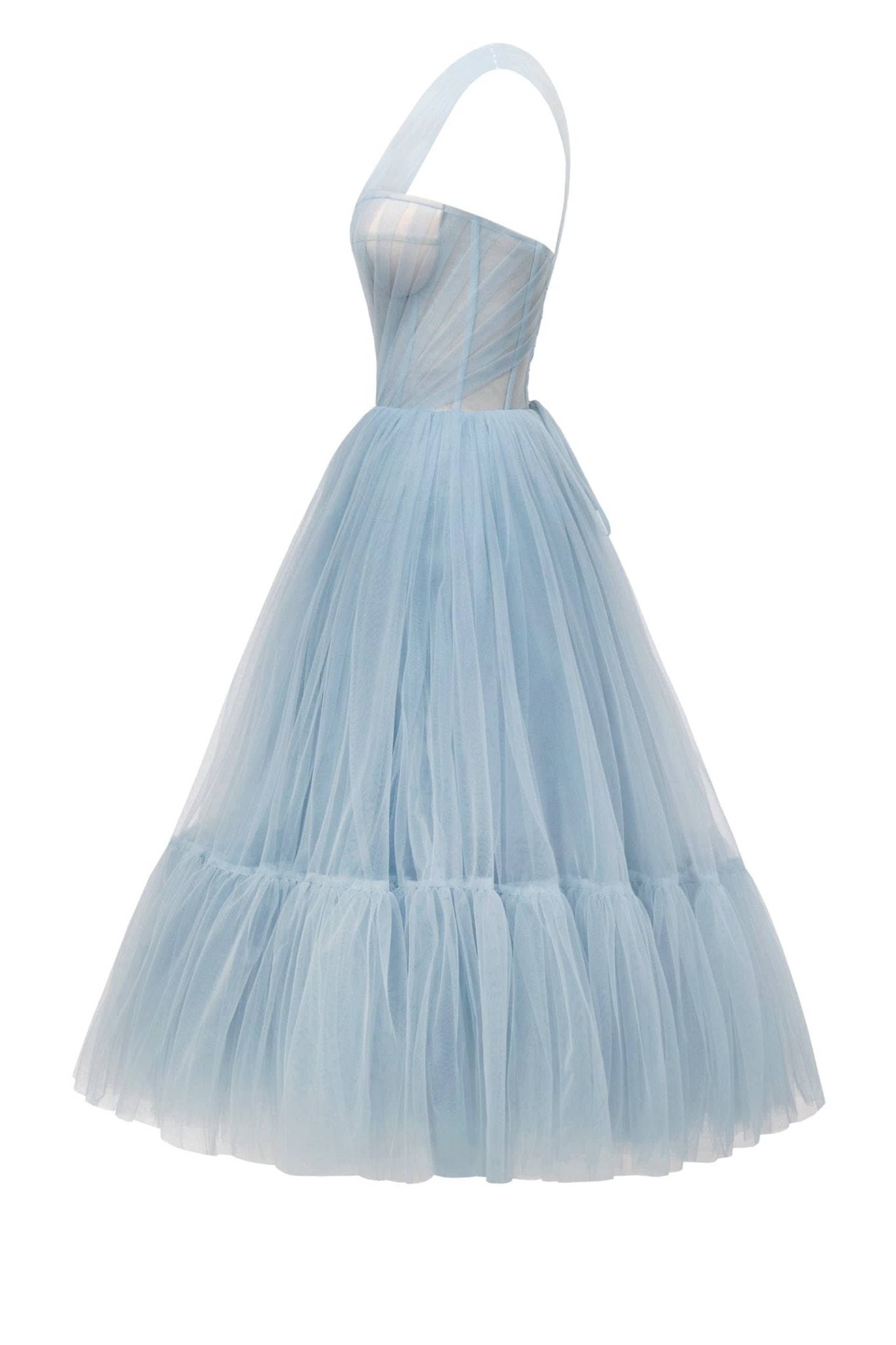 Light Blue One-Shoulder Cocktail Tulle Dress made by Milla