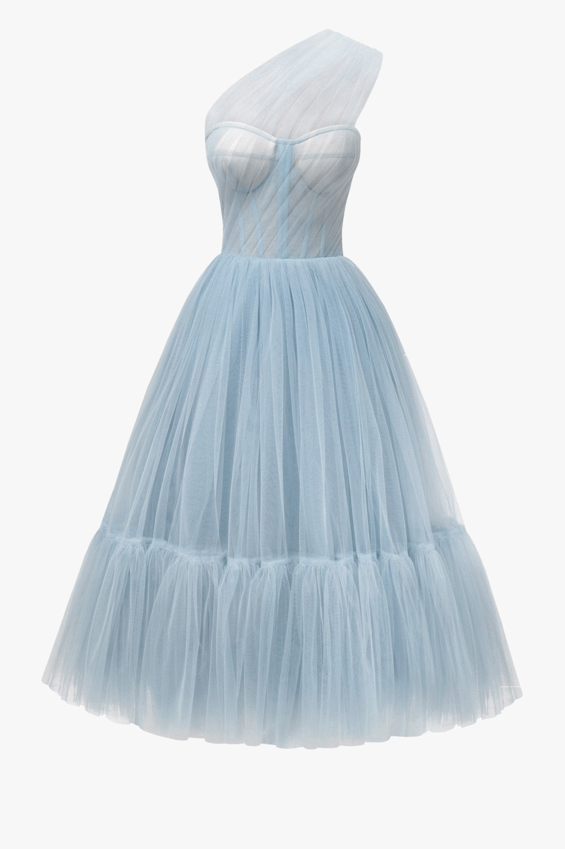 Light Blue One-Shoulder Cocktail Tulle Dress made by Milla