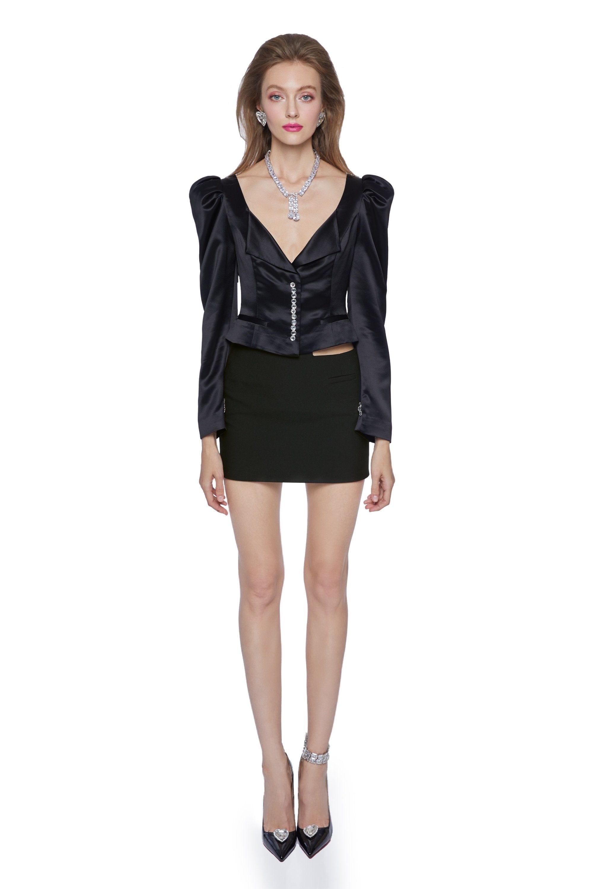 Black Jaylene Satin Shirt (Final Sale) in Black made by Nana Jacqueline