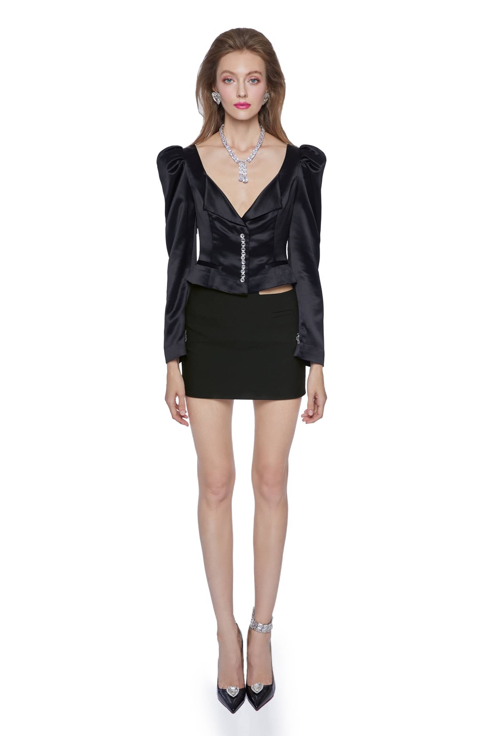 Black Jaylene Satin Shirt (Final Sale) in Black made by Nana Jacqueline