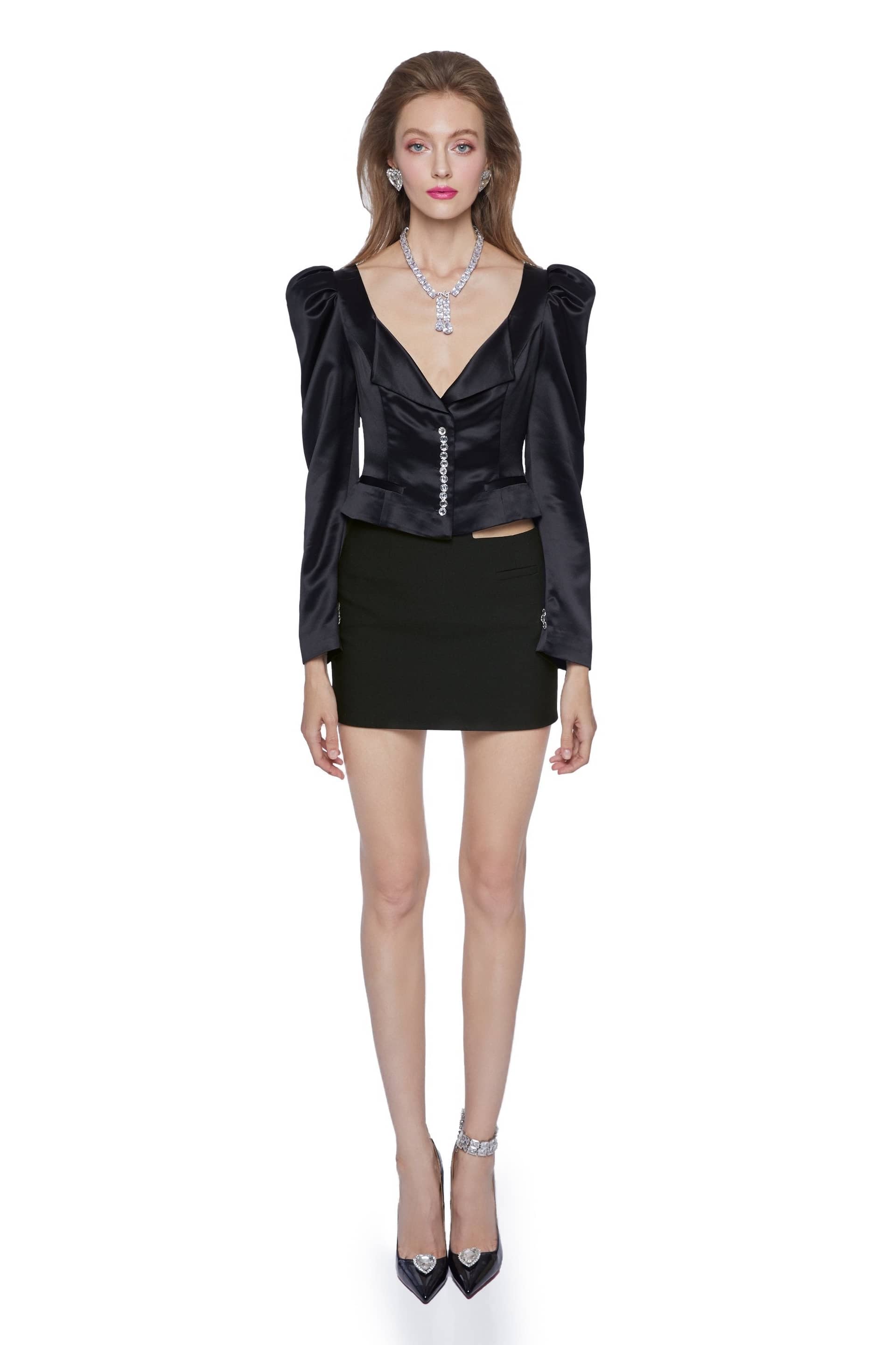 Black Jaylene Satin Shirt (Final Sale) in Black made by Nana Jacqueline