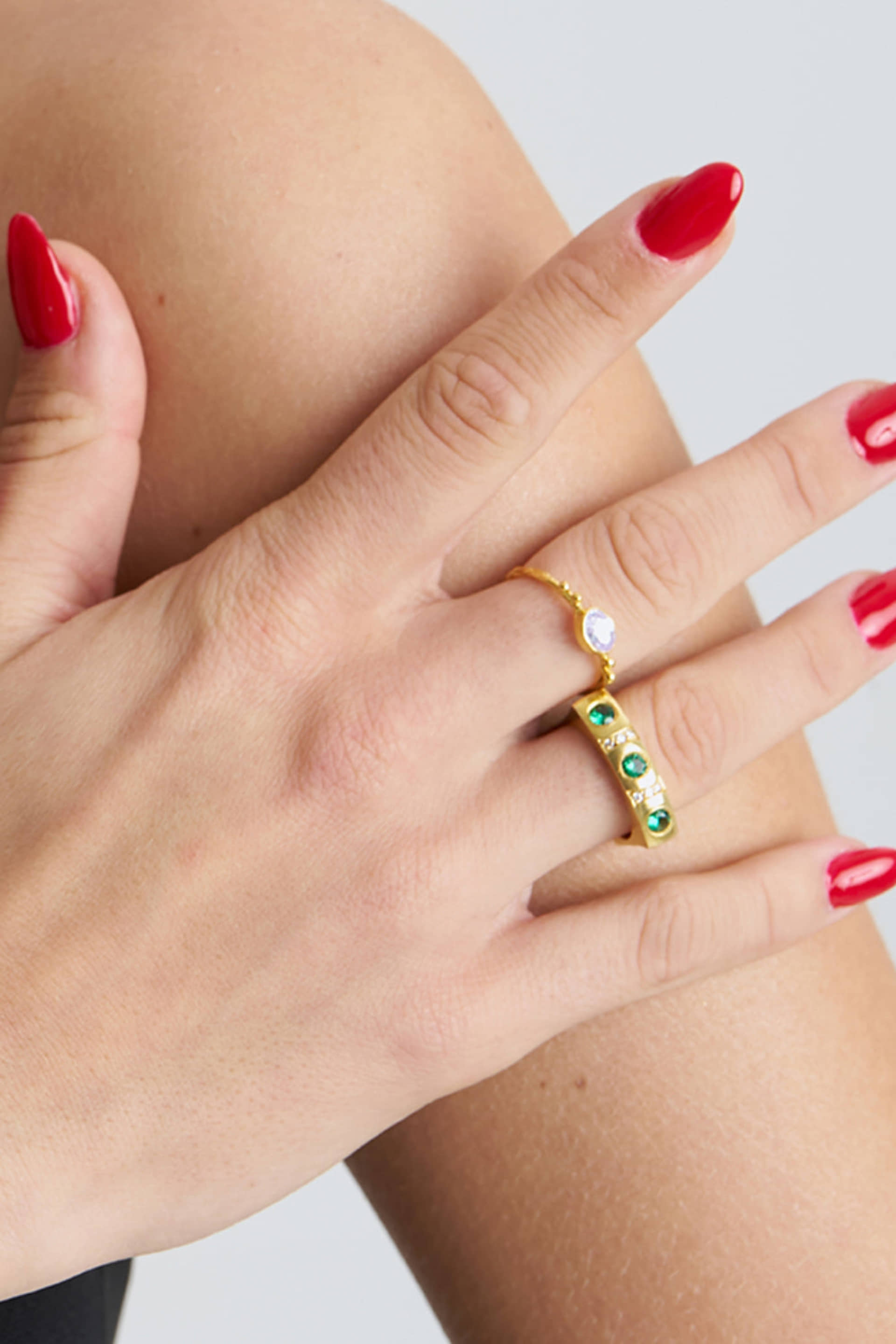 Emerald Diamong Gold Ring made by Lora Istanbul