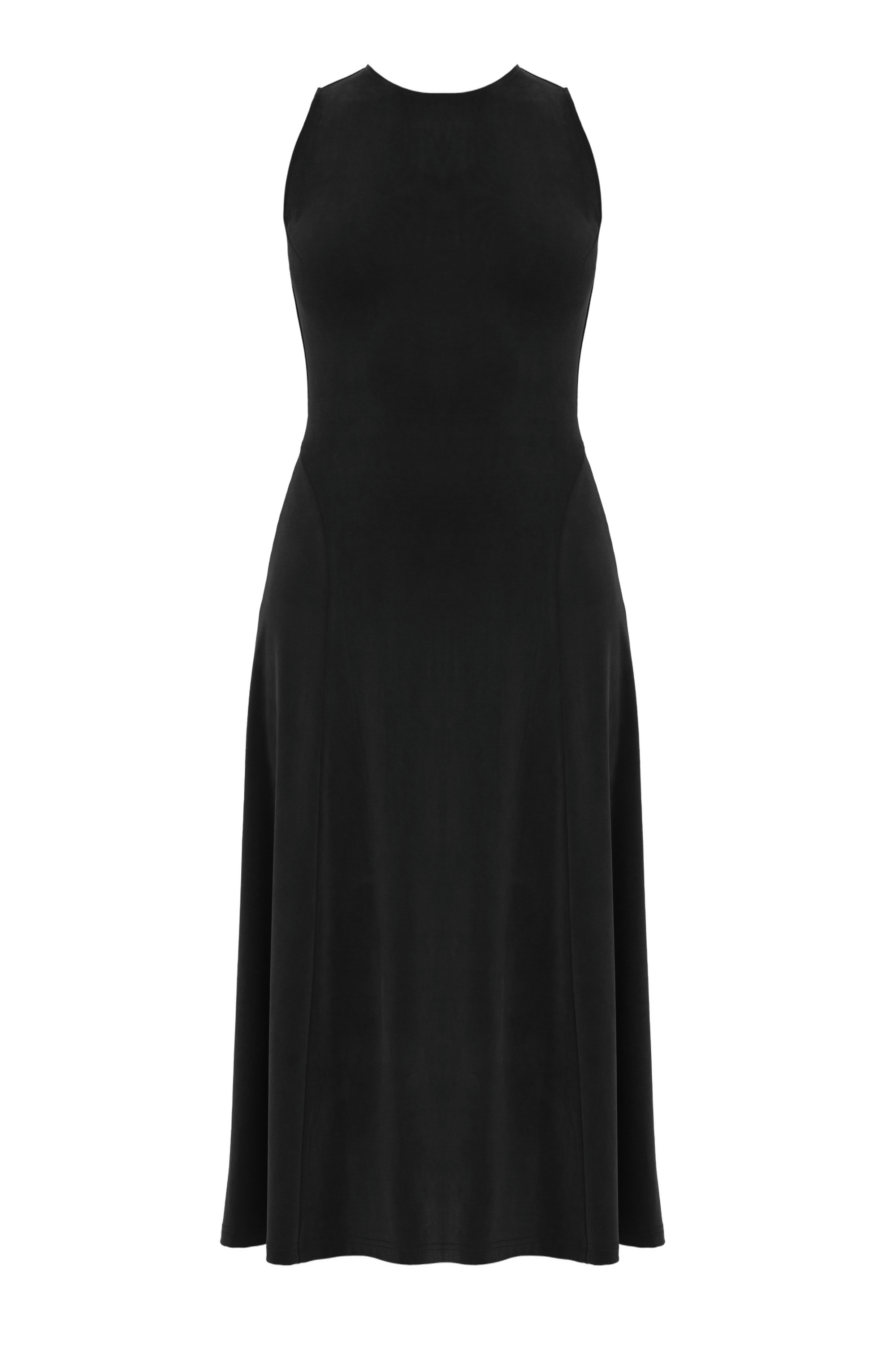 SEBA Black Bodycon Midi Dress With Flared Skirt made by UNDRESS