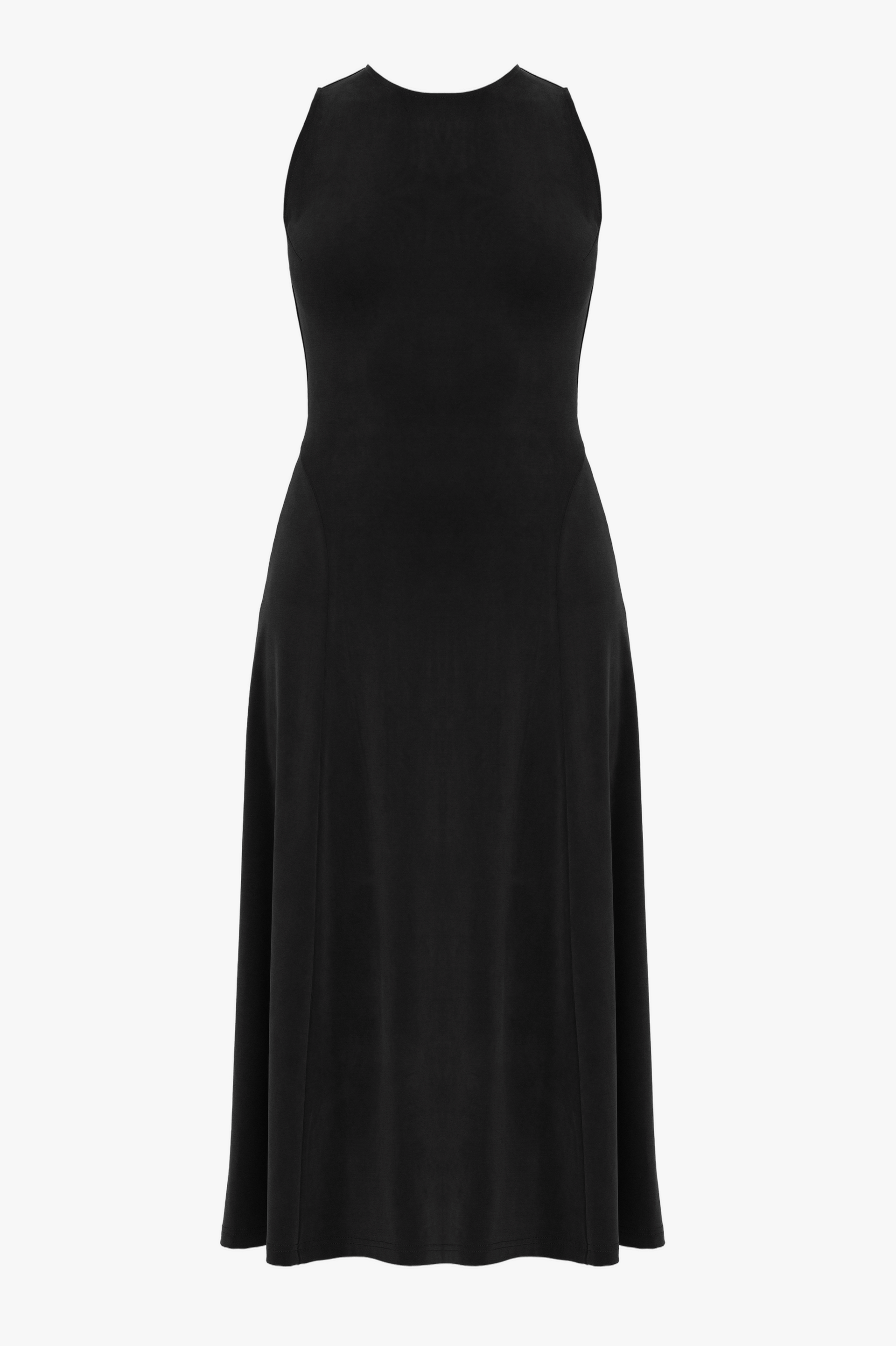 SEBA Black Bodycon Midi Dress With Flared Skirt made by UNDRESS