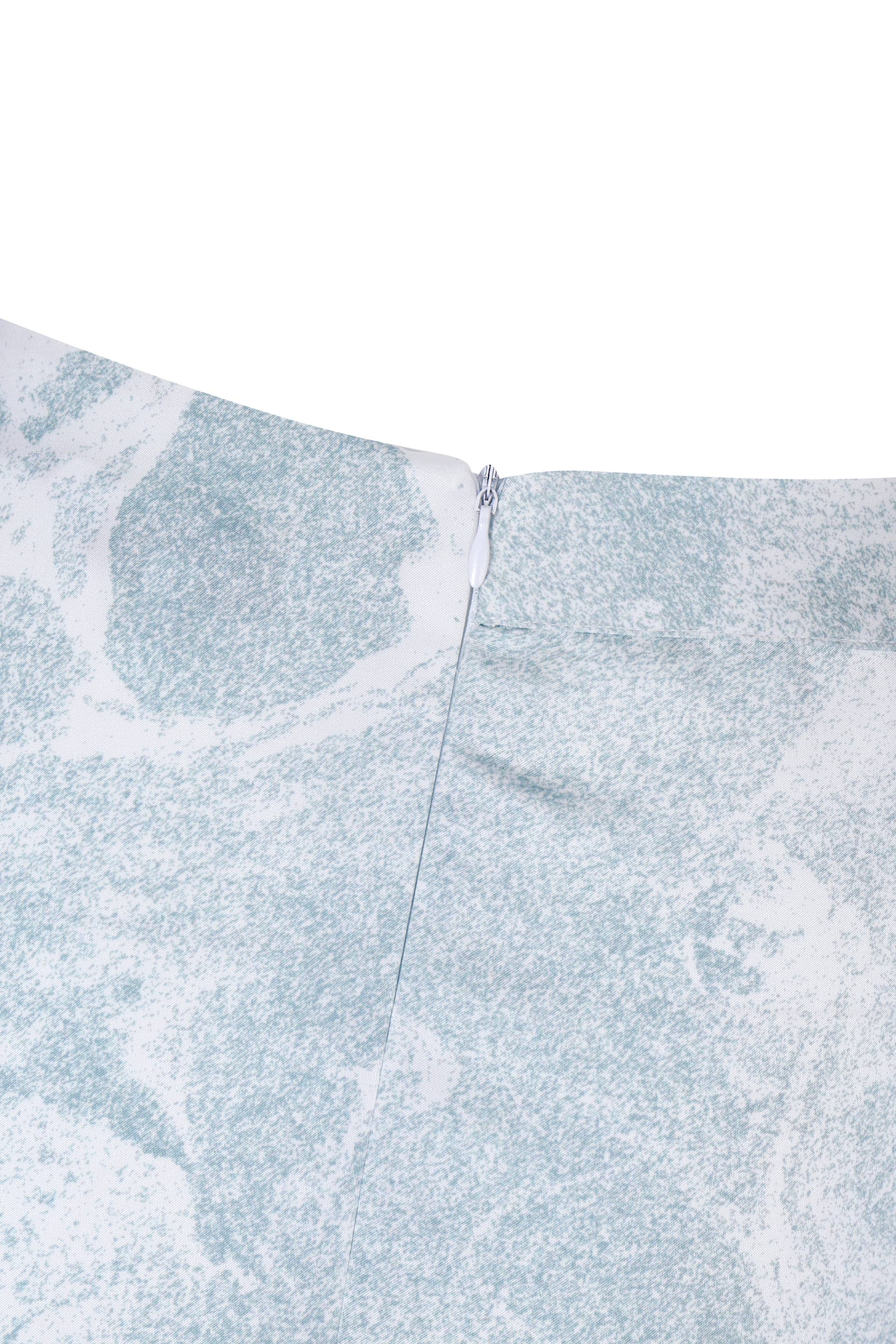 WHITE &GREEN MARBLED WATER LILY DRAPE SKIRT made by YIBRI