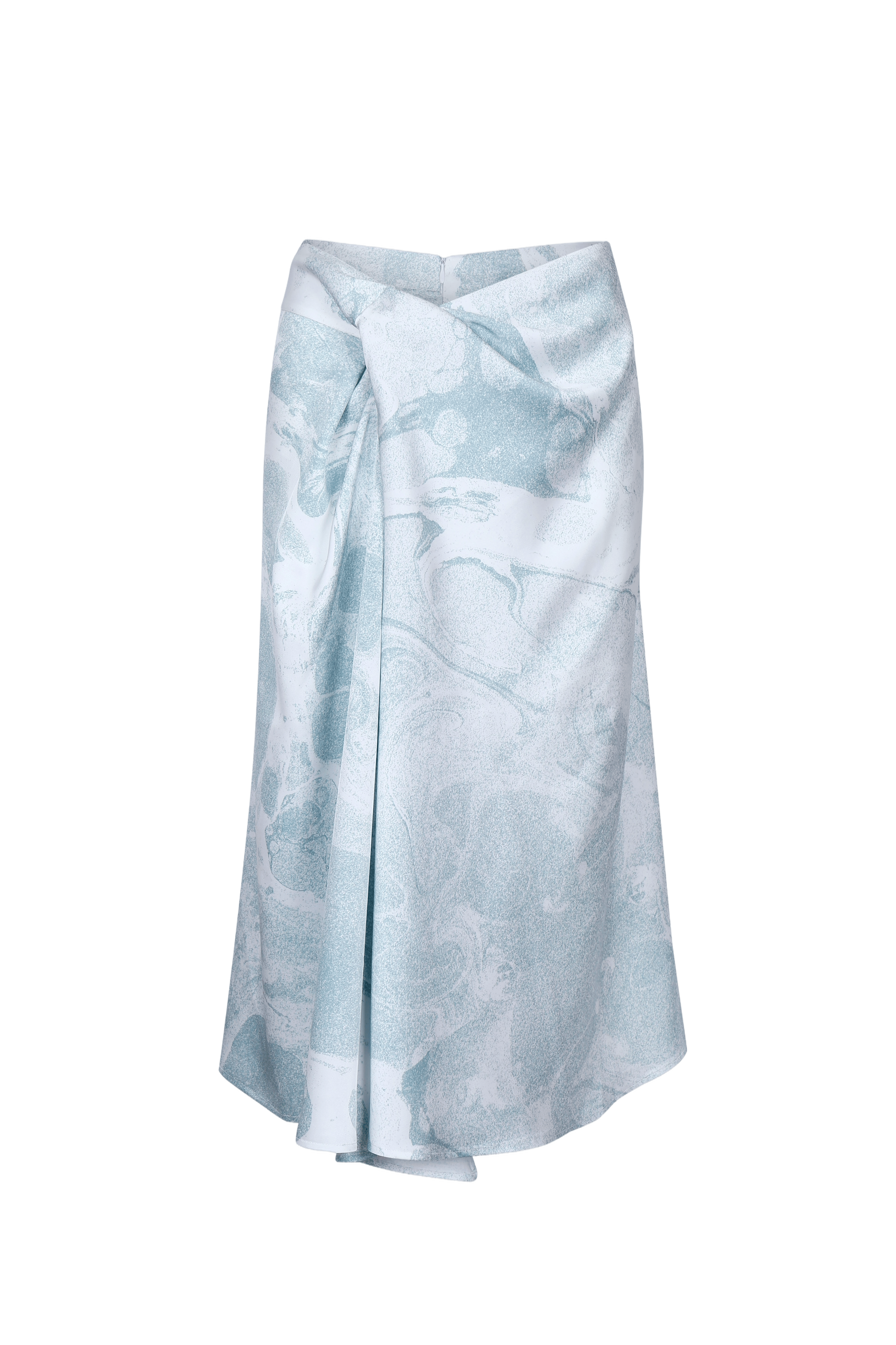 WHITE &GREEN MARBLED WATER LILY DRAPE SKIRT made by YIBRI