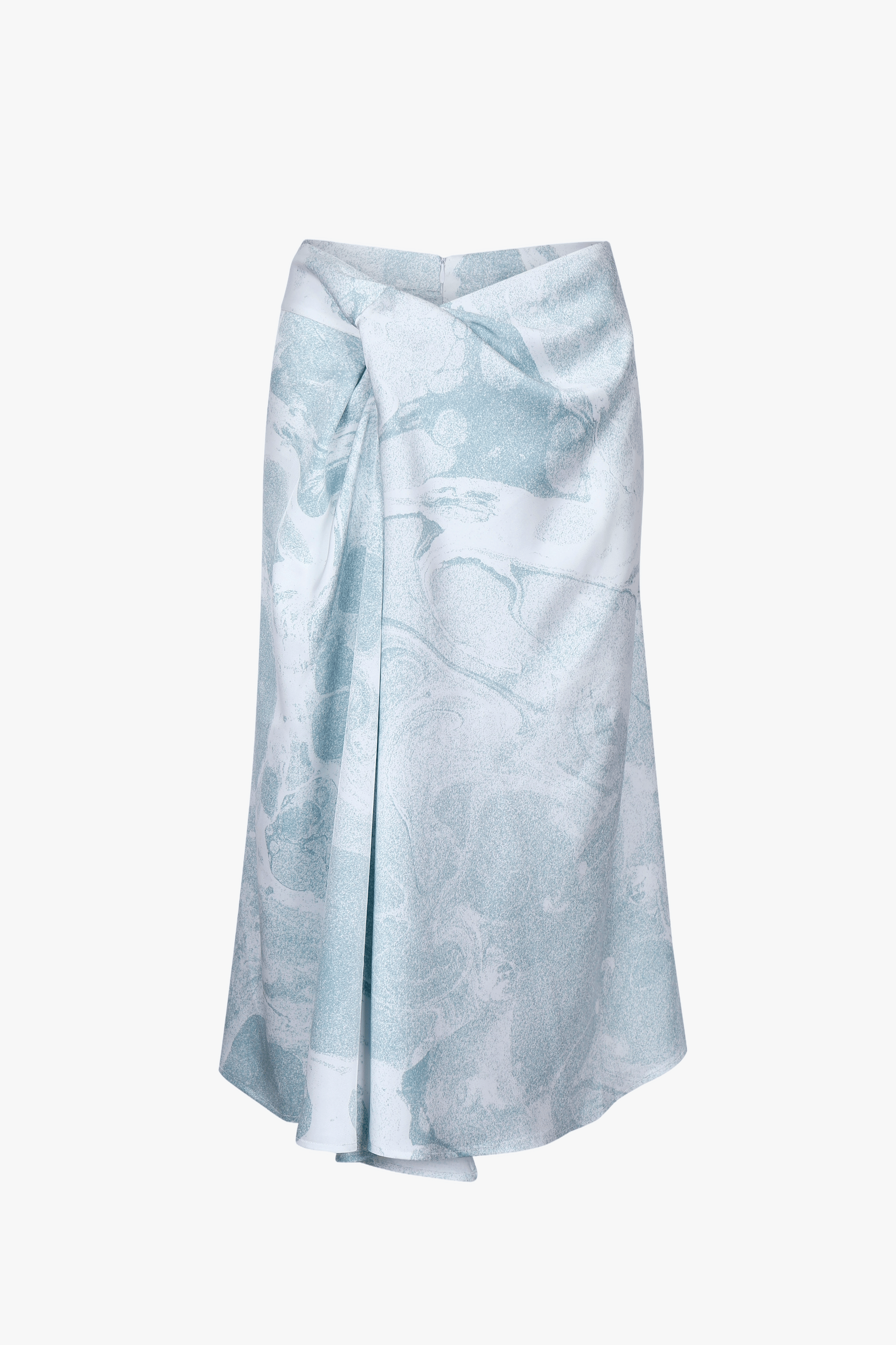 WHITE &GREEN MARBLED WATER LILY DRAPE SKIRT made by YIBRI