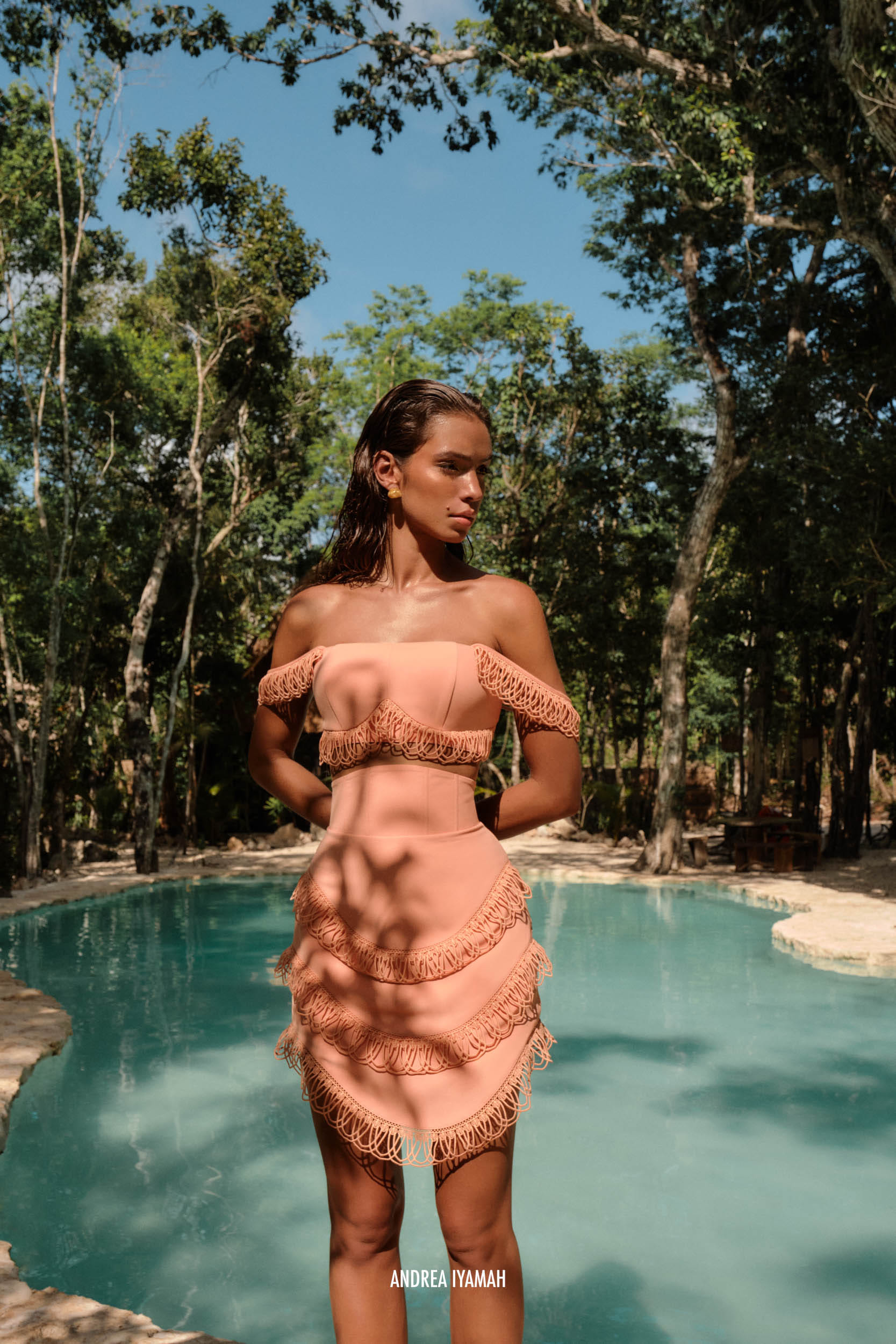 RIZO CROP TOP - POWDER PEACH made by Andrea Iyamah