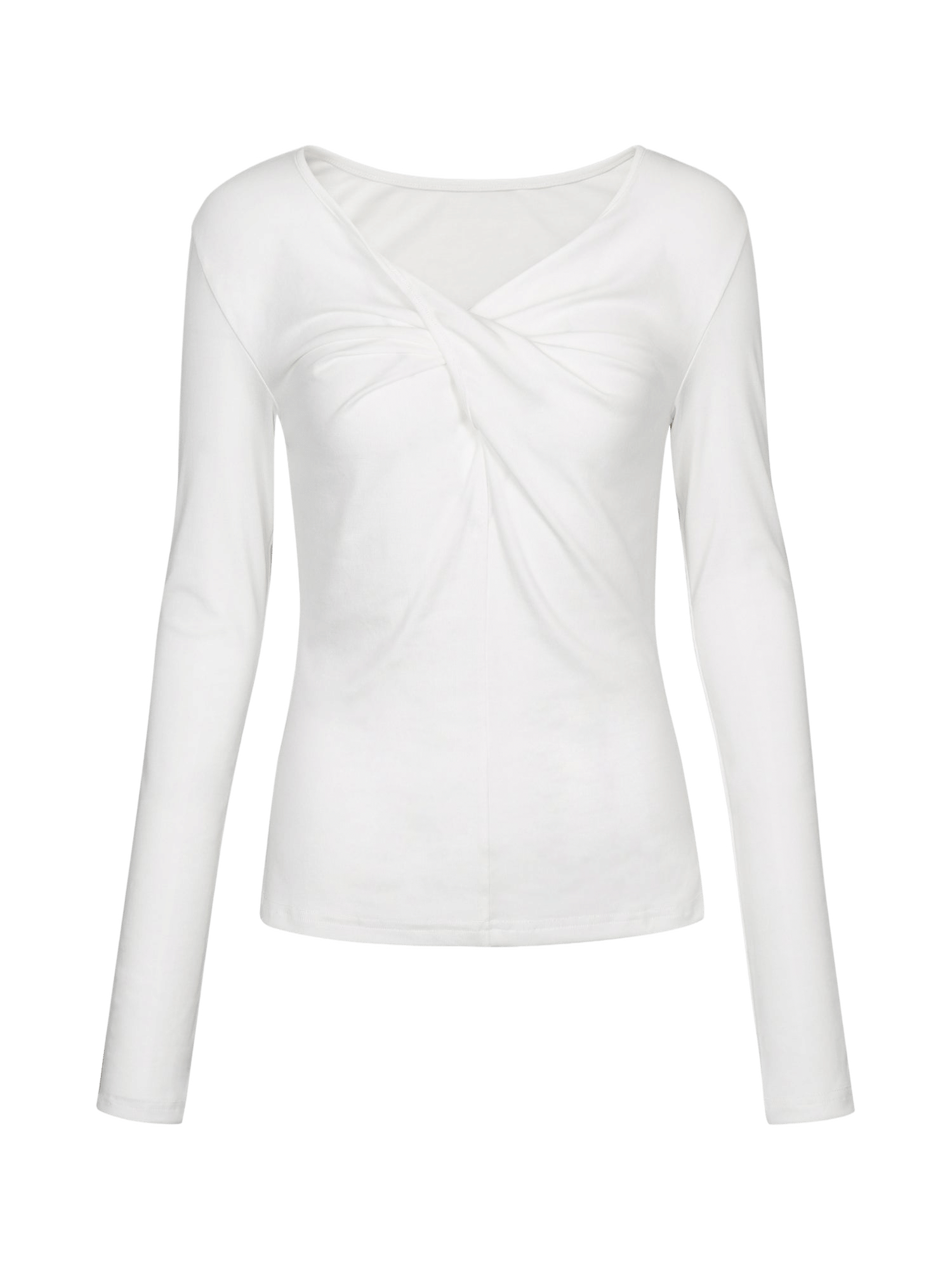WHITE TWISTED LONG JERSEY SLEEVE TOP made by YIBRI