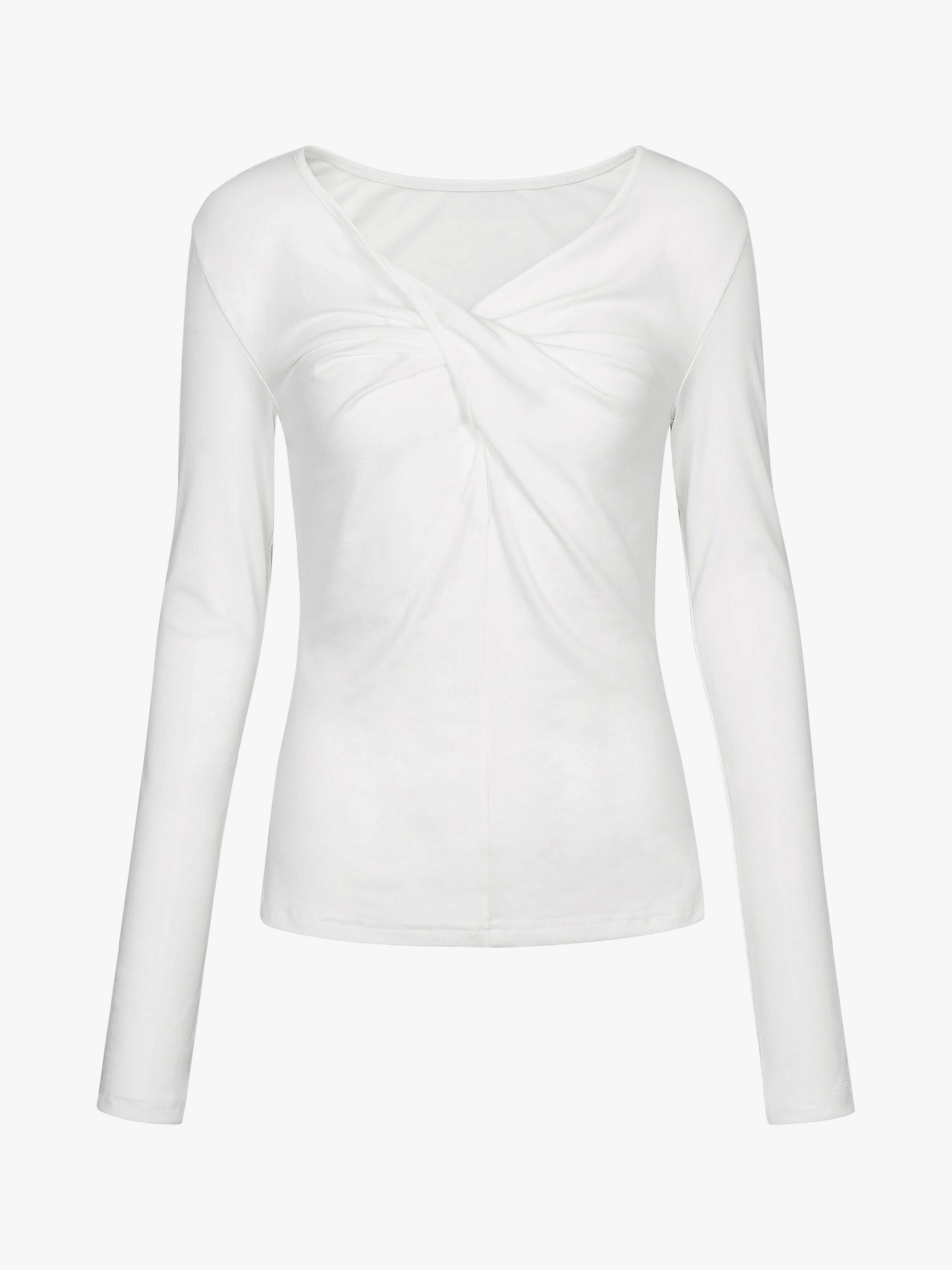 WHITE TWISTED LONG JERSEY SLEEVE TOP made by YIBRI