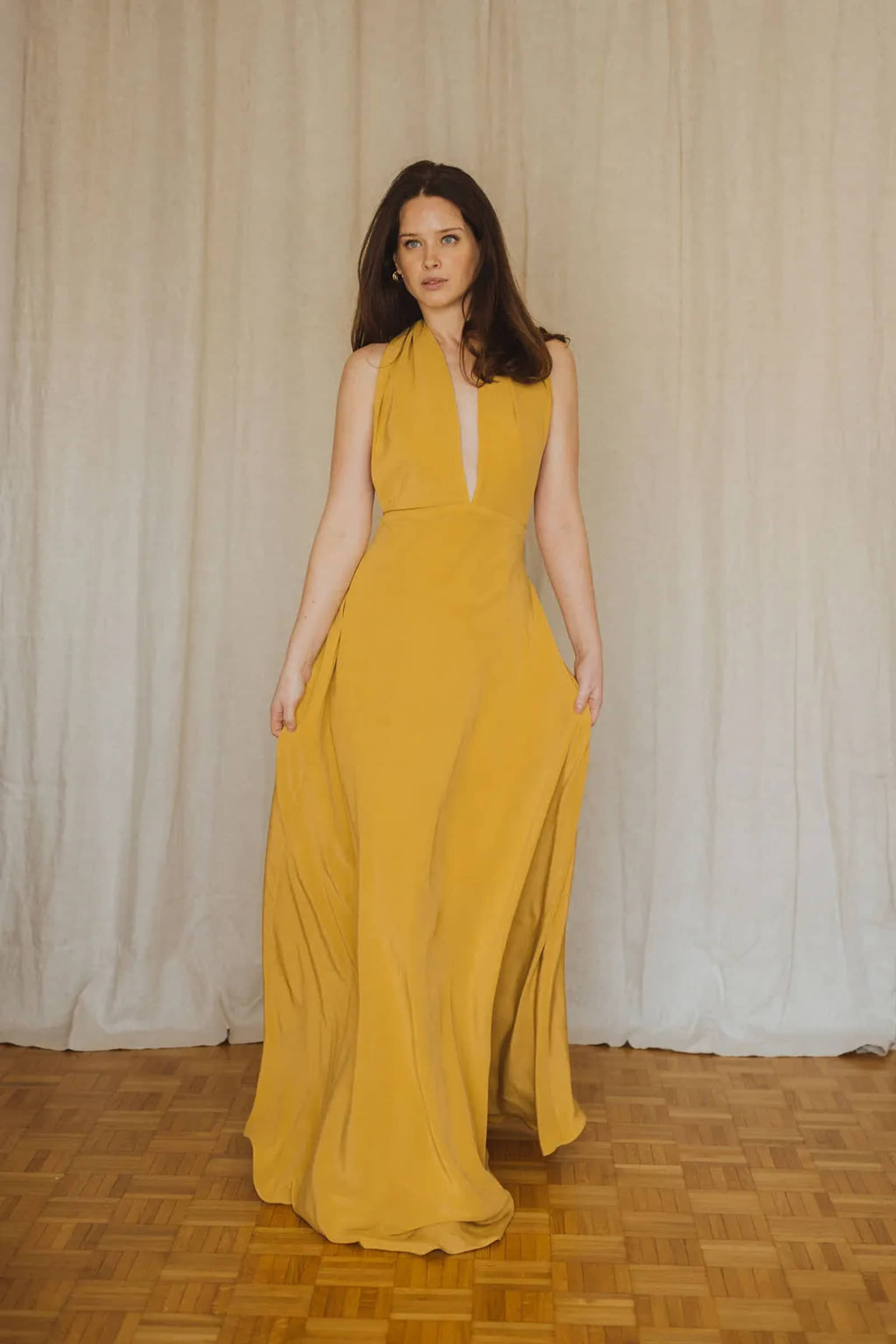 Long silk dress - Eden Yellow made by MORACÉE