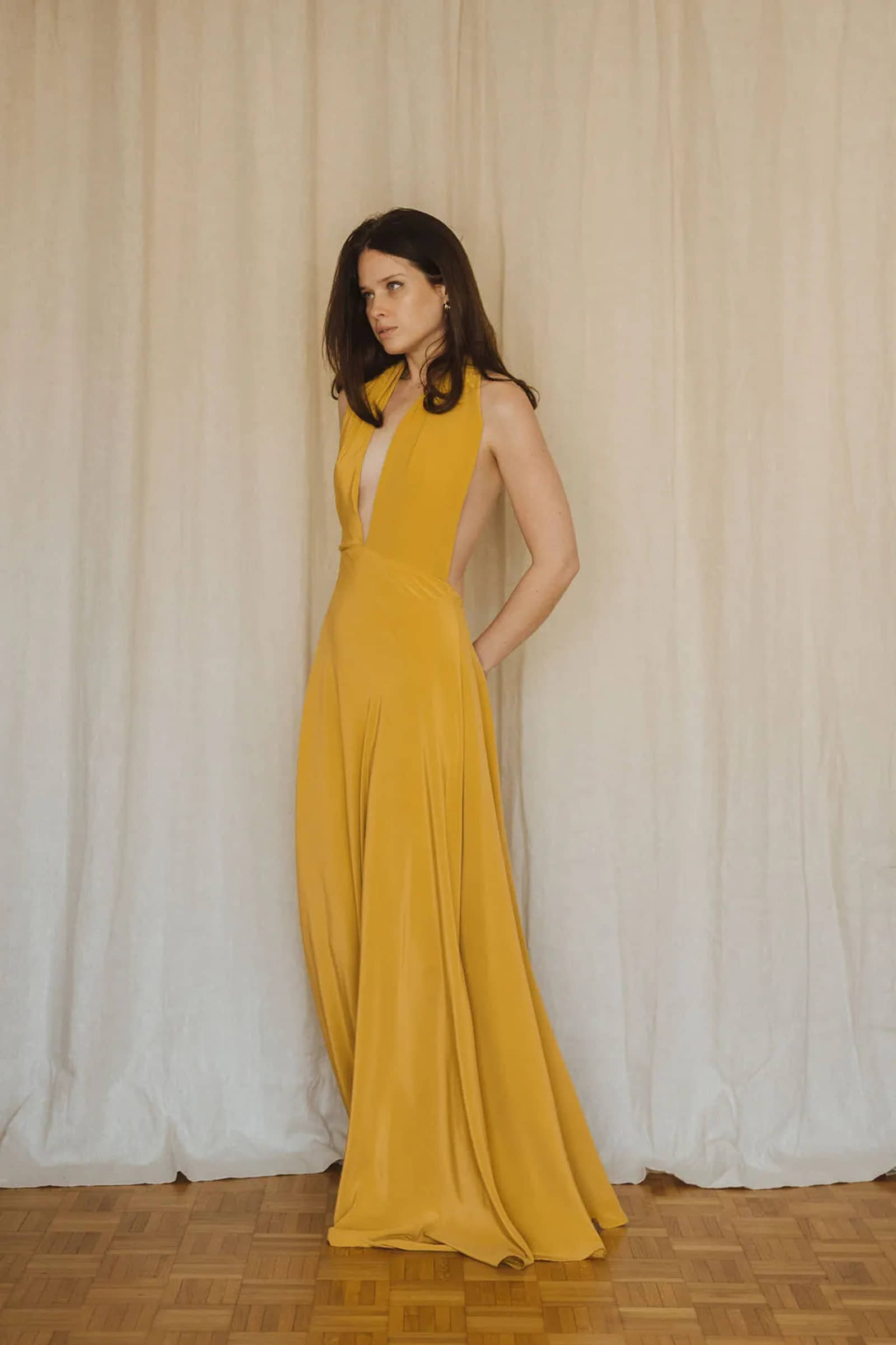 Long silk dress - Eden Yellow made by MORACÉE