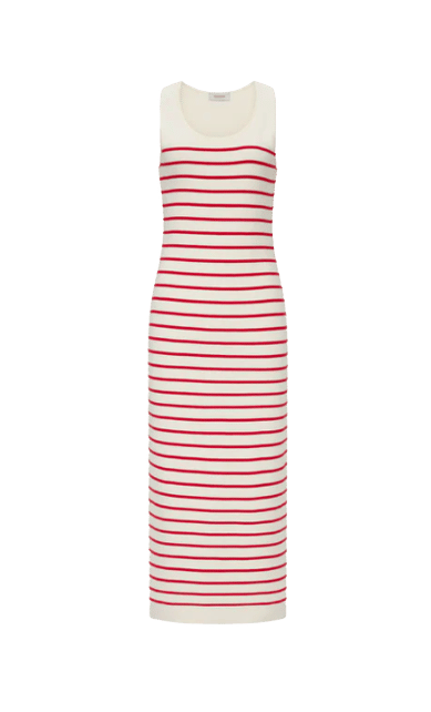 STRIPED TANK DRESS in Red made by CRUSH Collection