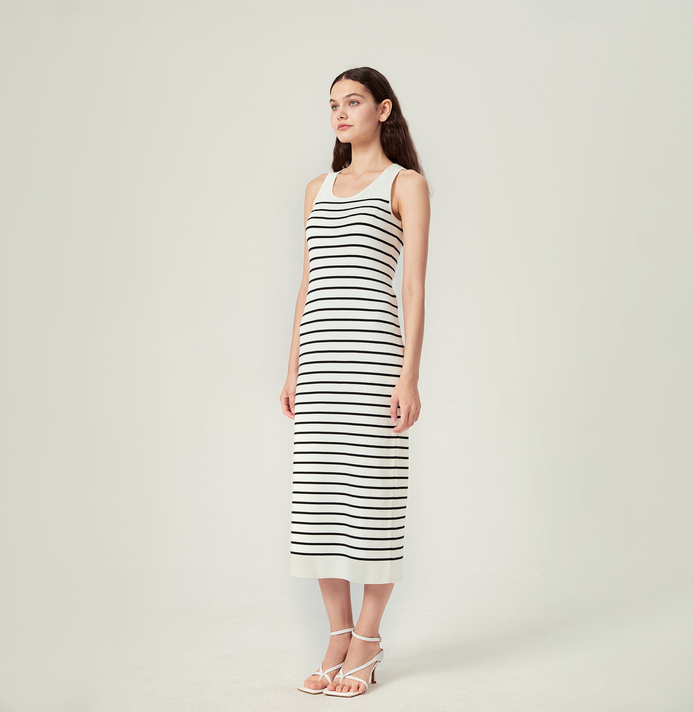 STRIPED TANK DRESS in Black made by CRUSH Collection