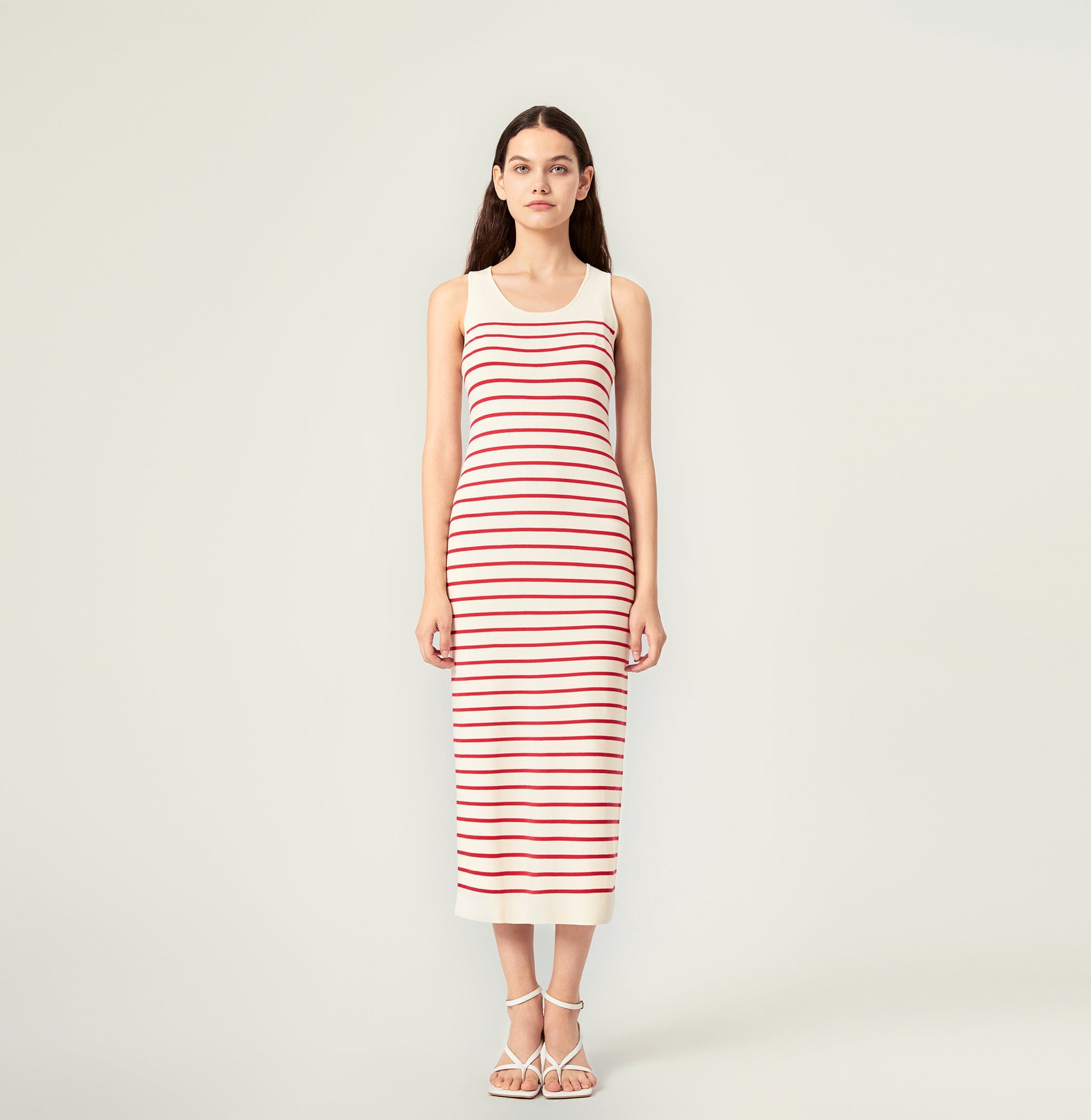 STRIPED TANK DRESS in Red made by CRUSH Collection