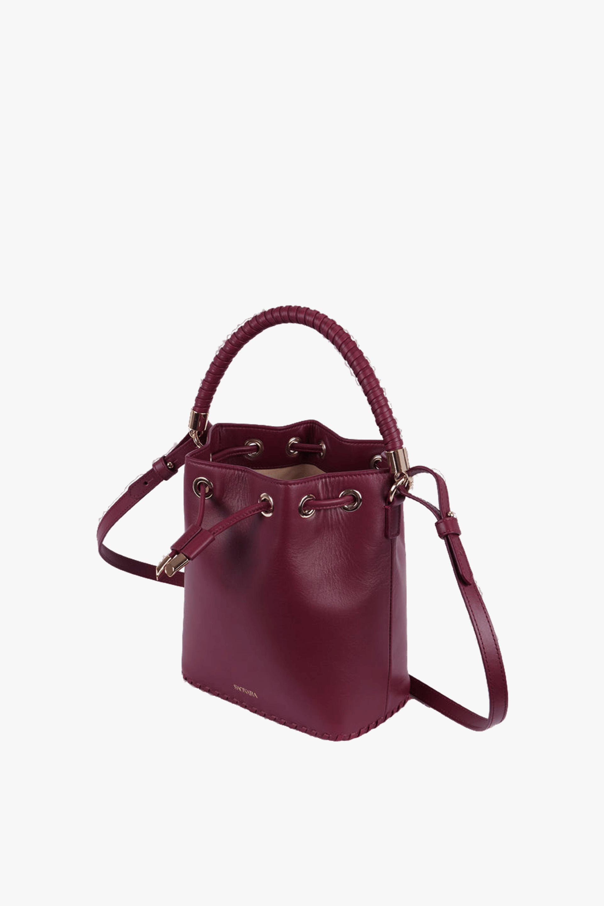 SAONARA BUCKET BERRY LEATHER made by Saonara