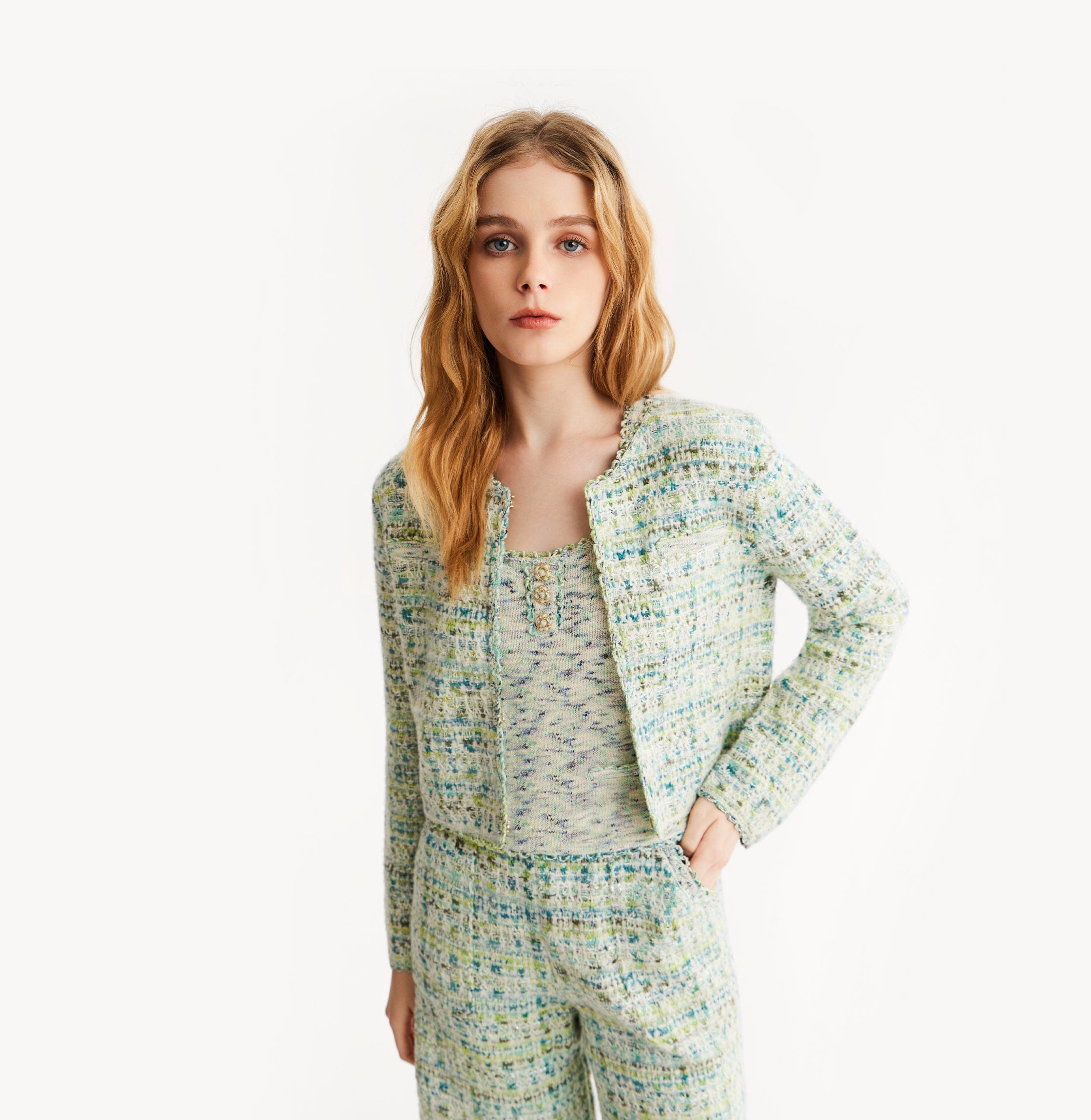 CHECK TWEED PLACKET JACKET made by CRUSH Collection