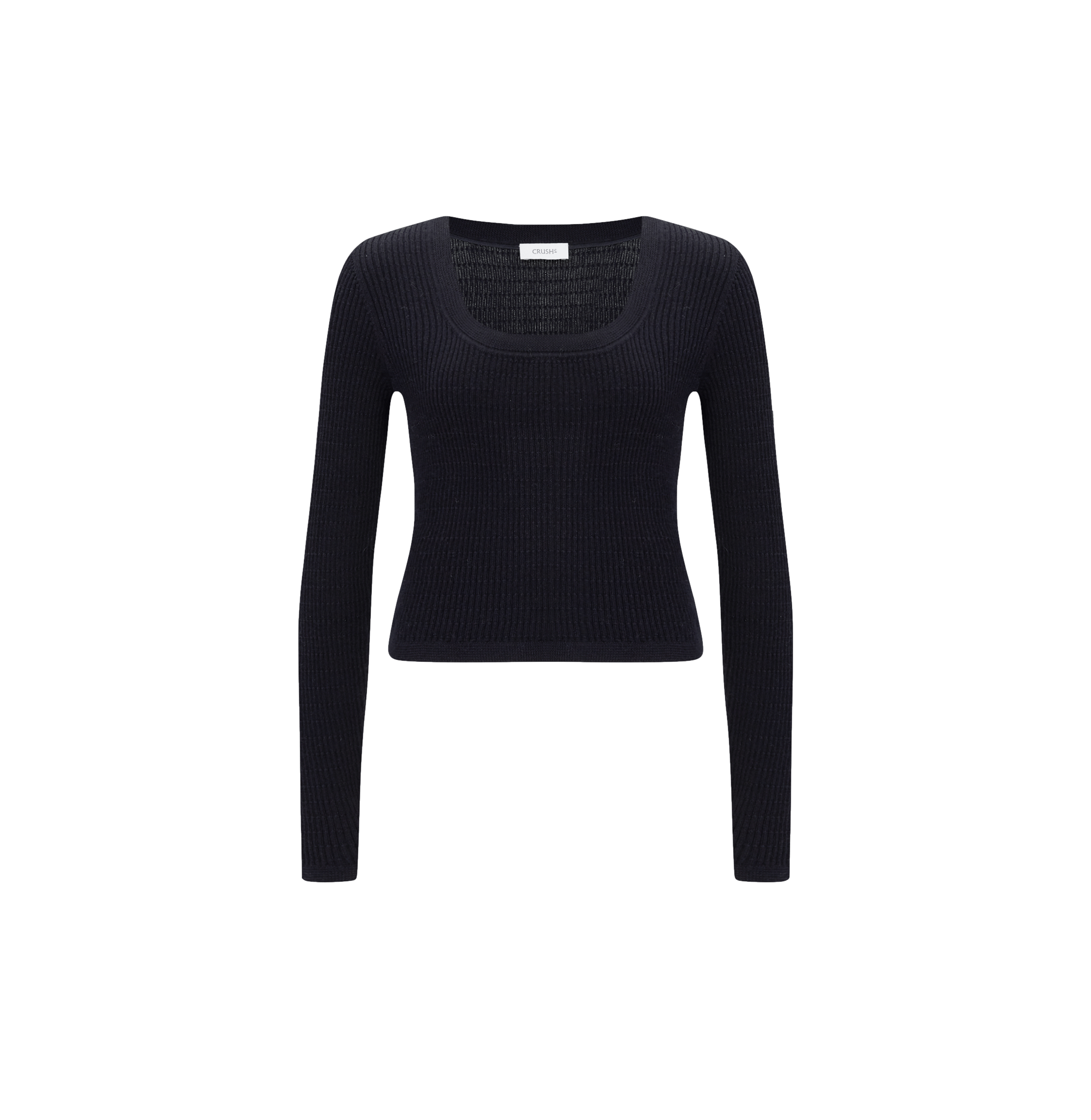 SILK CASHMERE CABLE-KNIT U-NECK SWEATER in Black made by CRUSH Collection
