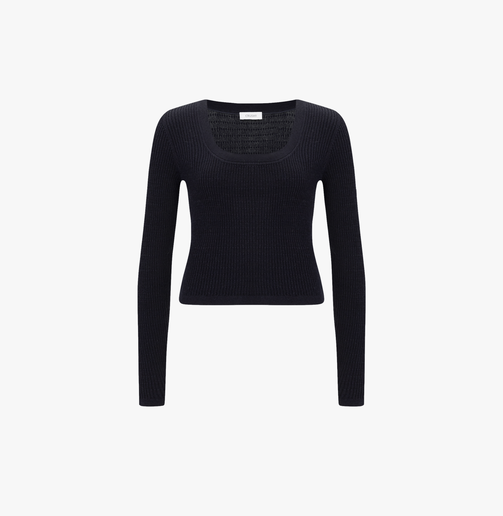 SILK CASHMERE CABLE-KNIT U-NECK SWEATER in Black made by CRUSH Collection