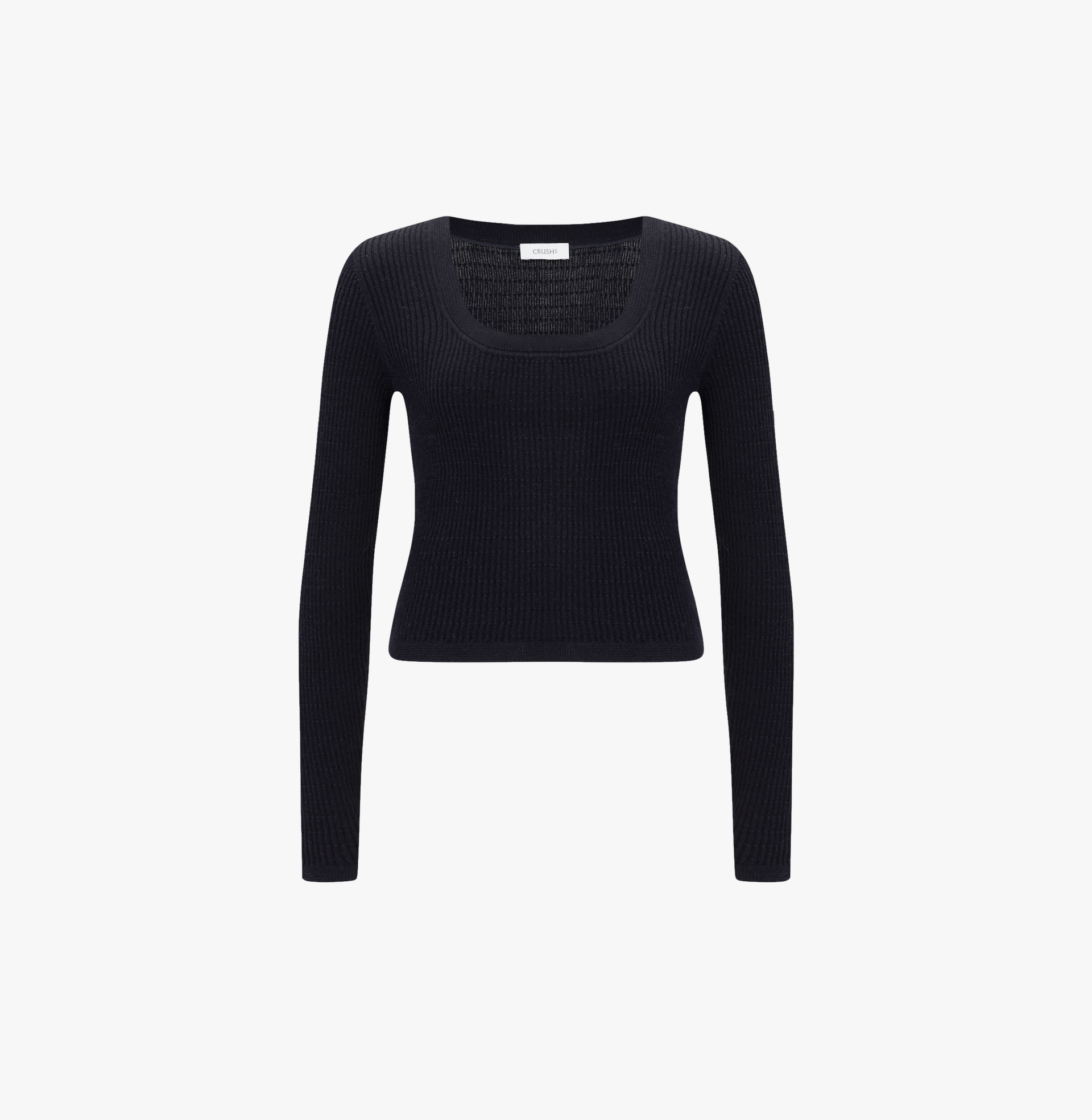 SILK CASHMERE CABLE-KNIT U-NECK SWEATER in Black made by CRUSH Collection