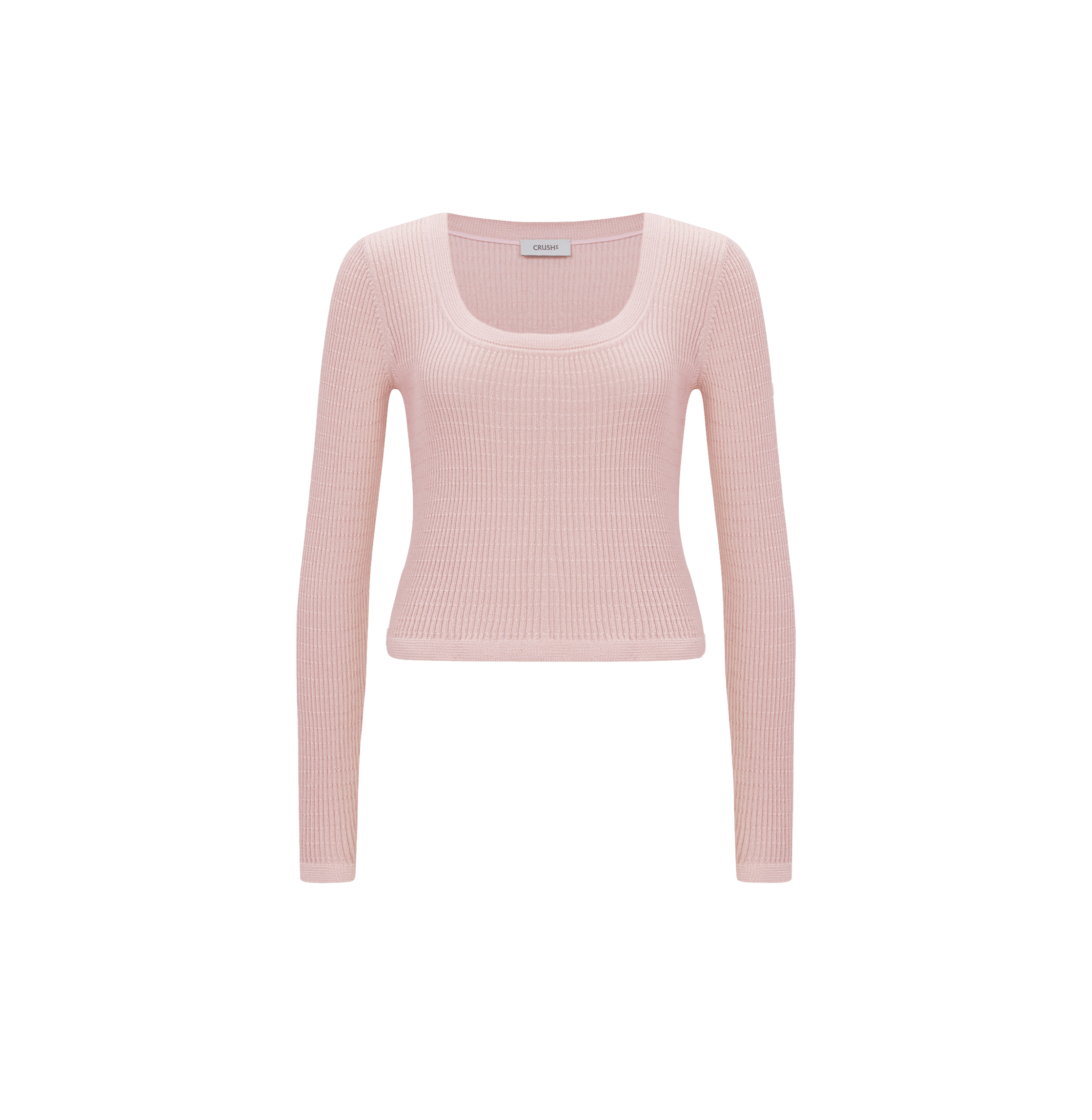 SILK CASHMERE CABLE-KNIT U-NECK SWEATER in Pink made by CRUSH Collection