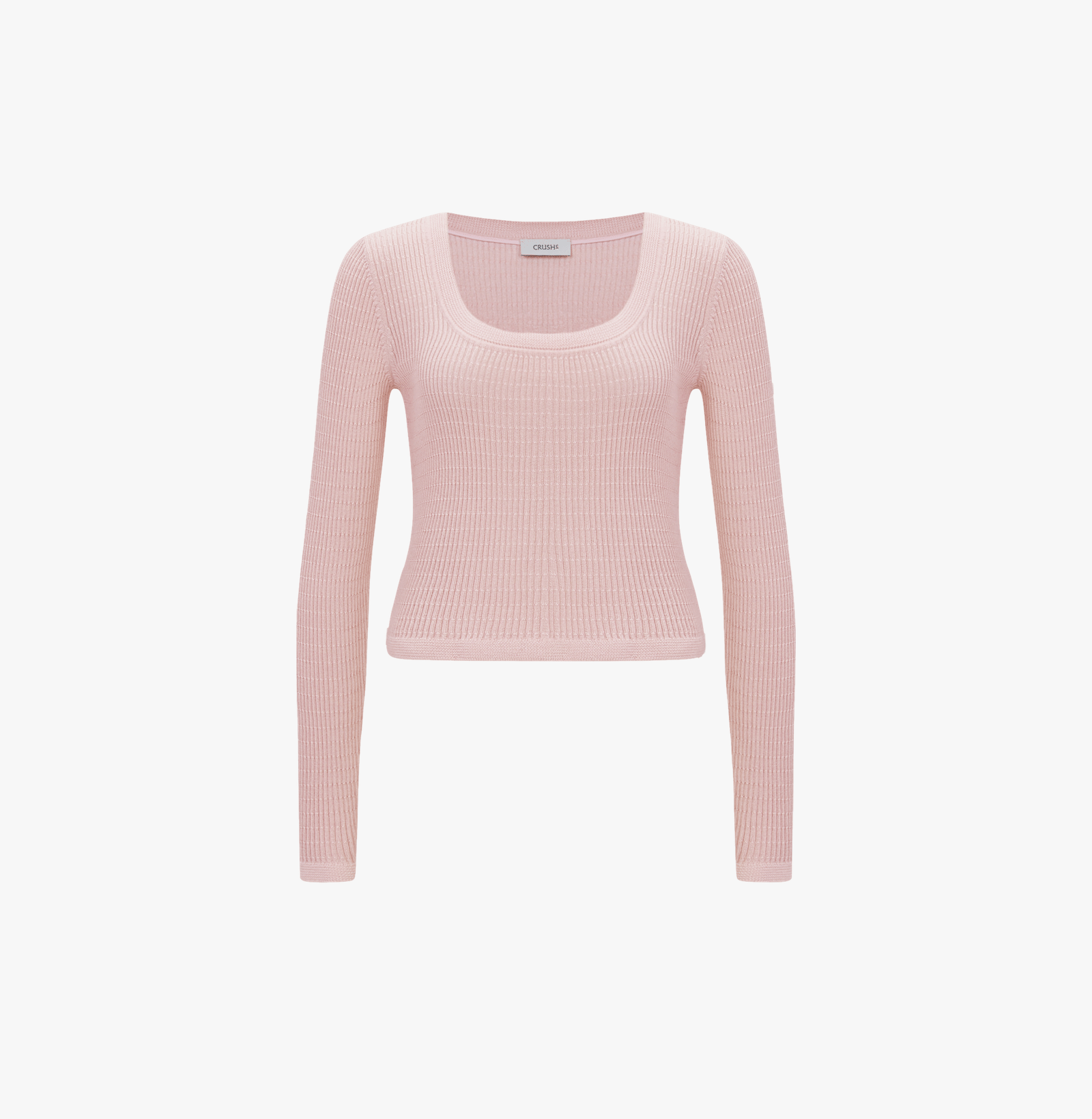 SILK CASHMERE CABLE-KNIT U-NECK SWEATER in Pink made by CRUSH Collection