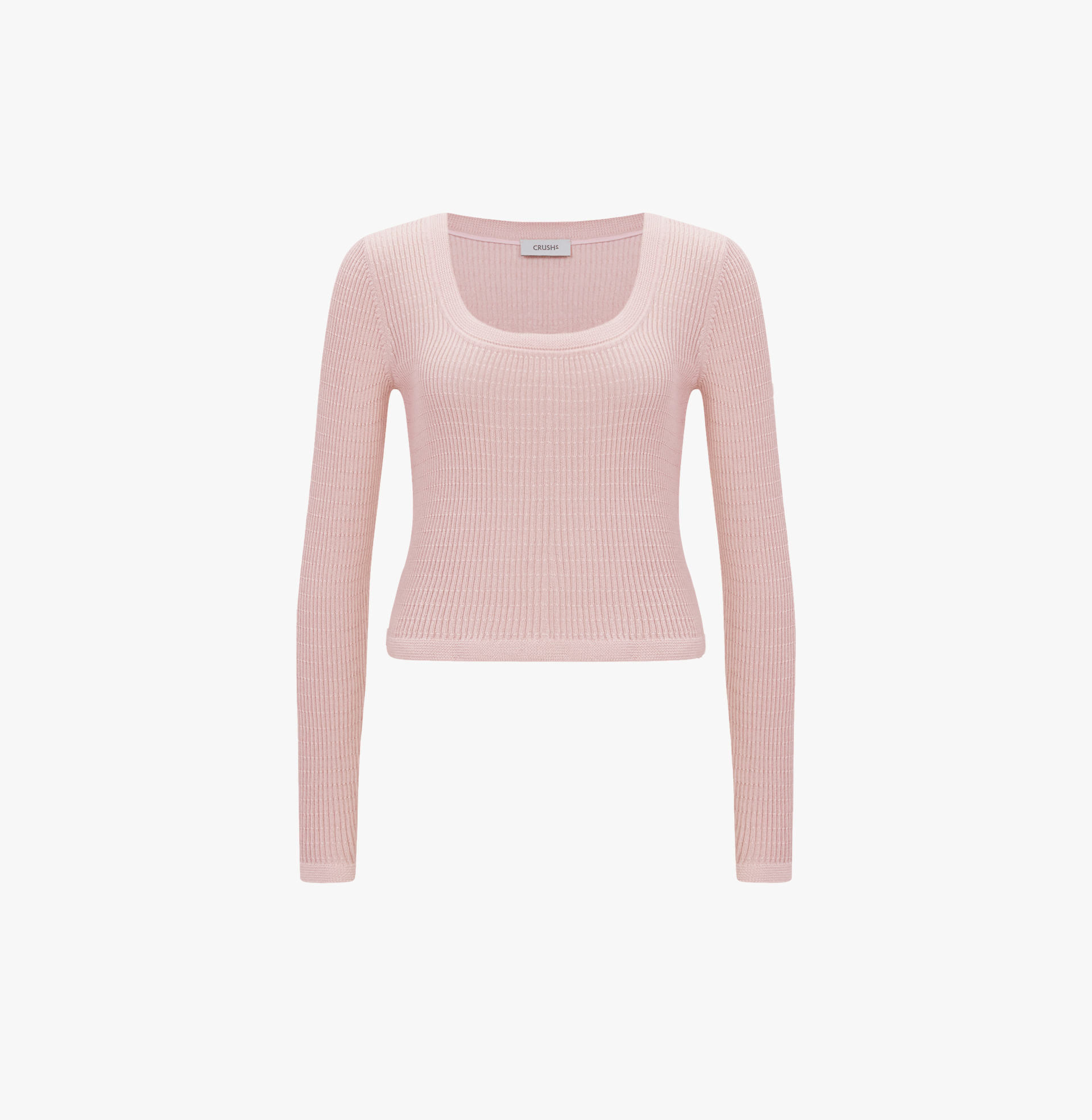 SILK CASHMERE CABLE-KNIT U-NECK SWEATER in Pink made by CRUSH Collection